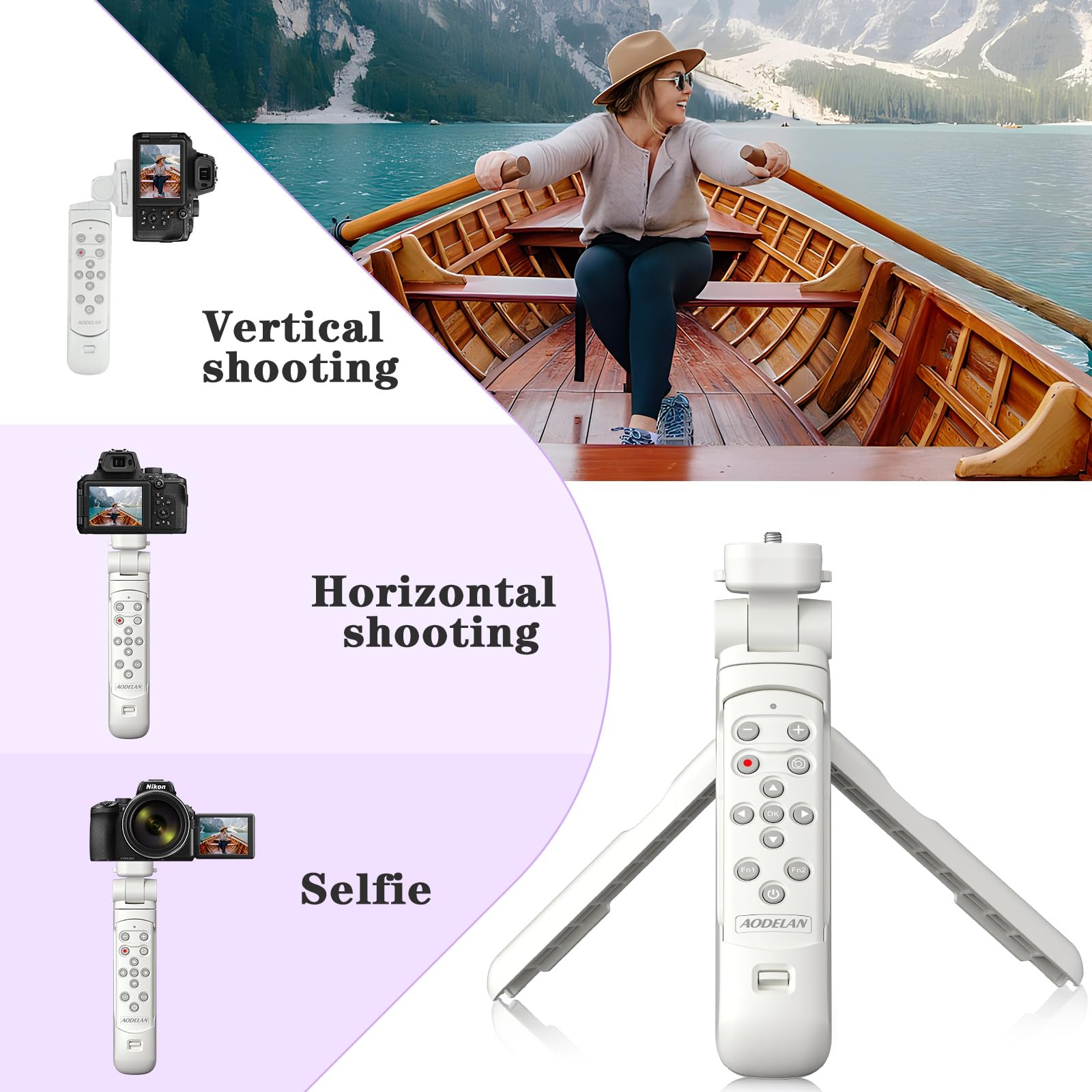 Aodelan Shooting Grip With Shutter Release, Wireless Camera Remote Control Handle Mini Tripod For Nikon Z Fc Coolpix P1000 P950 B600 A1000 Z50 (For Nikon)