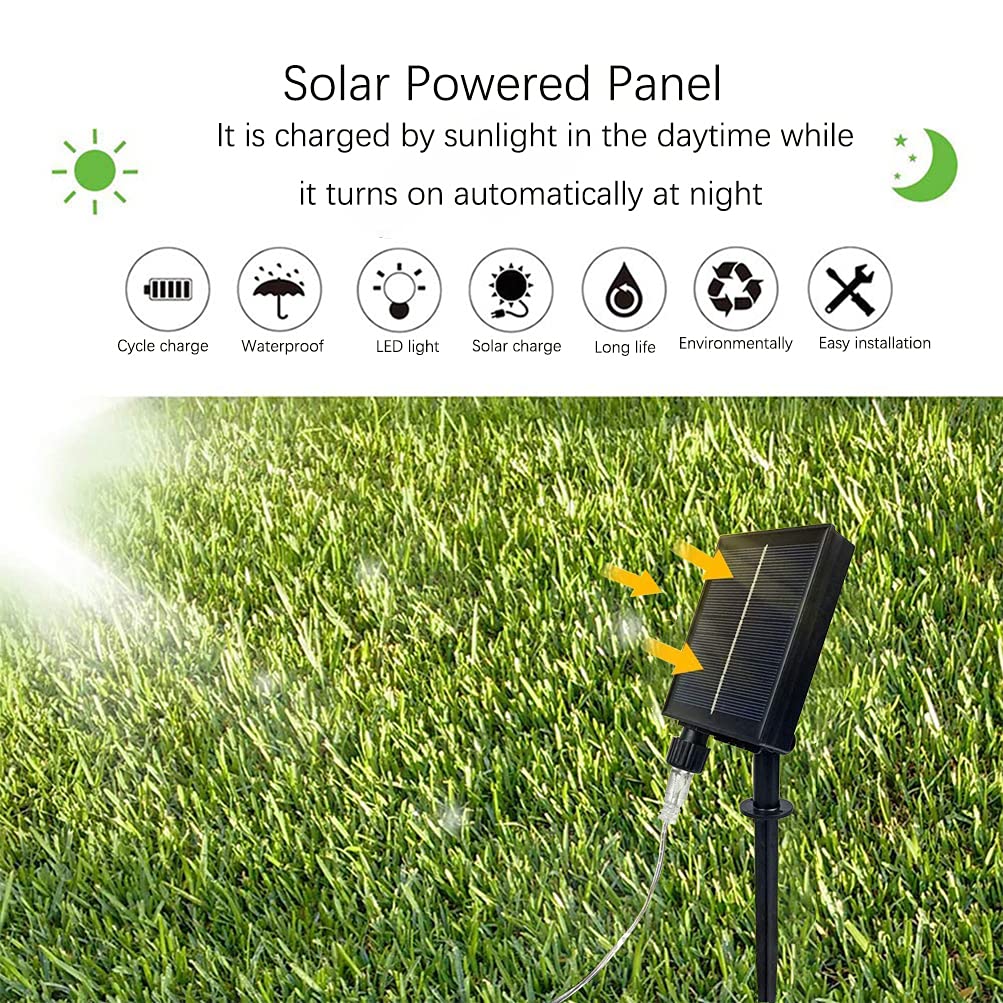 Shukan 220 Led Solar Firefly Bunch Lights, 8 Flashing Modes, Warm White, Outdoor Garden Christmas Decor Lights