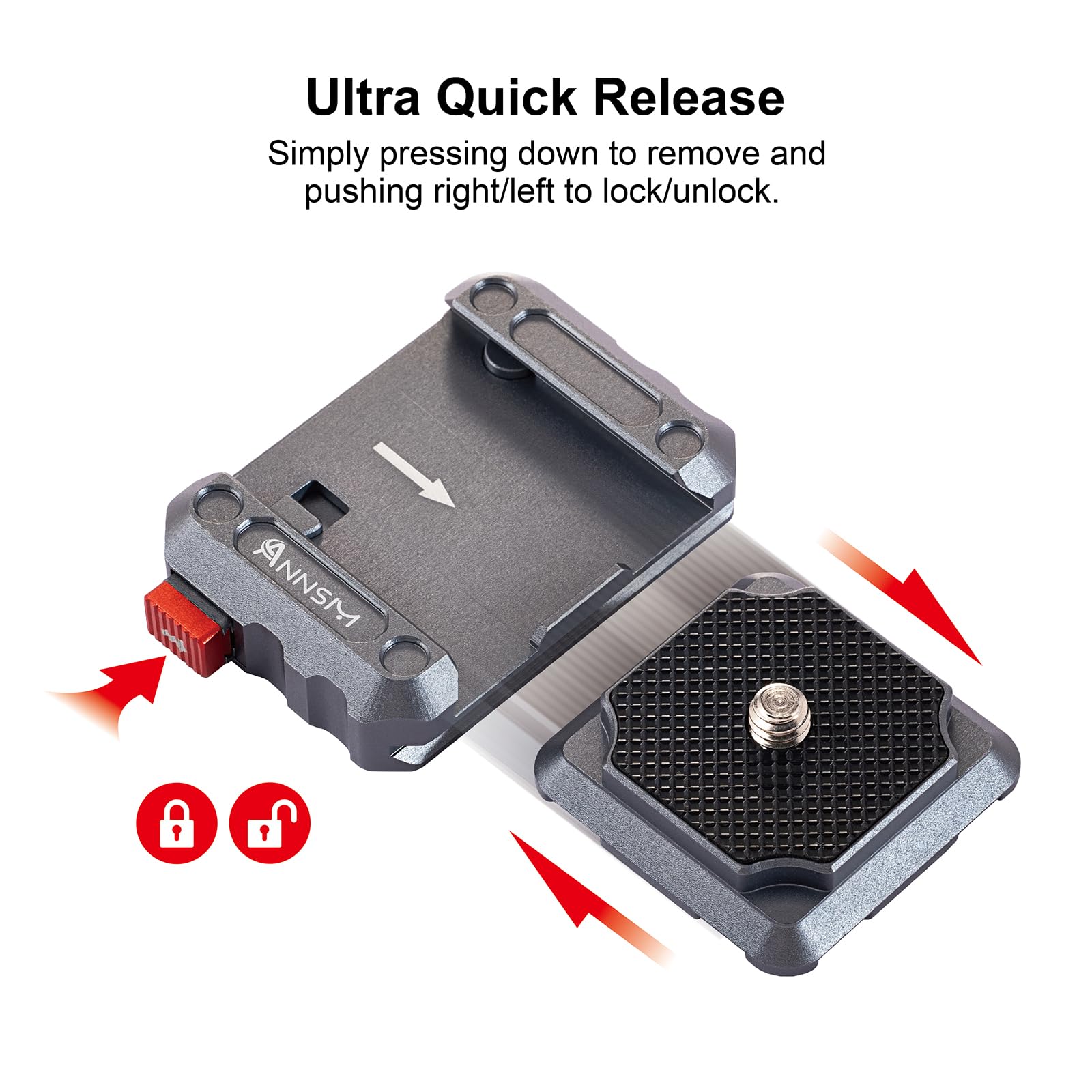 Annsm Mini Quick Release Plate Qr300 For Tripod Setup Kit With Security Lock For Dslr Camera Sony/Nikon/Mobile Phone And Tripod/Slider/Dolly/Stabilizer/Monopod