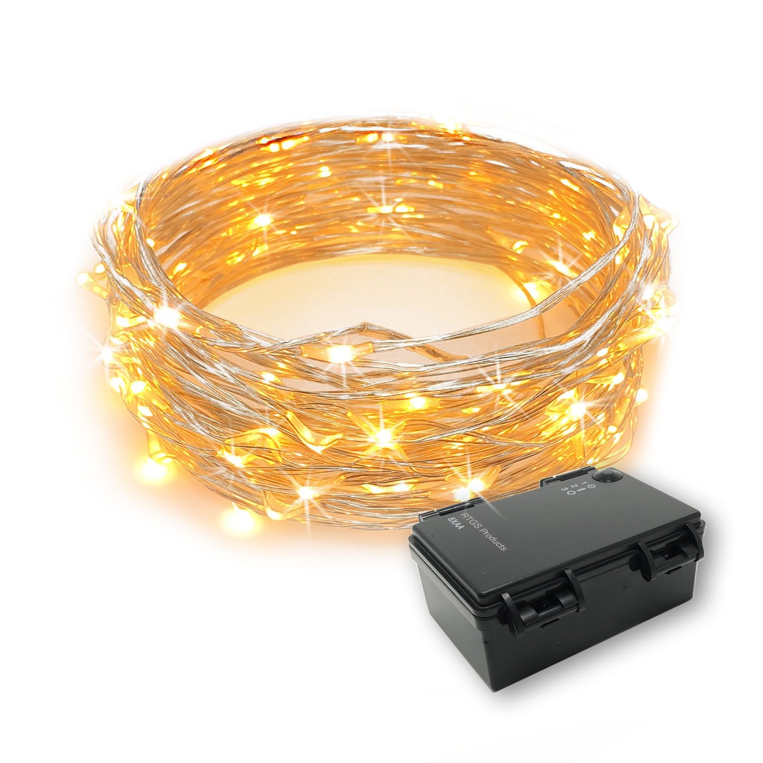 Rtgs 60 Leds Warm White Color String Lights Silver Wire Indoor And Outdoor 20 Feet Firefly Starry Fairy Lights Battery Powered For Diy, Christmas, Holidays, Party, Bedroom And Centerpieces