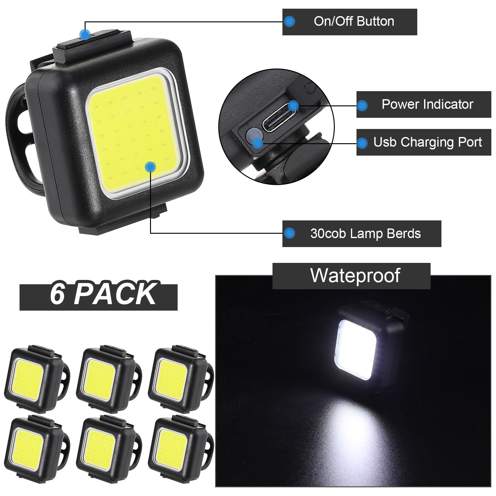 Vihose 6 Pcs Outdoor Night Running Lights For Runners High Visibility Rechargeable Clip On Flashlight Dog Lights For Night Walking Lightweight Usb Reflective Running Gear Hiking Jogging Stroller