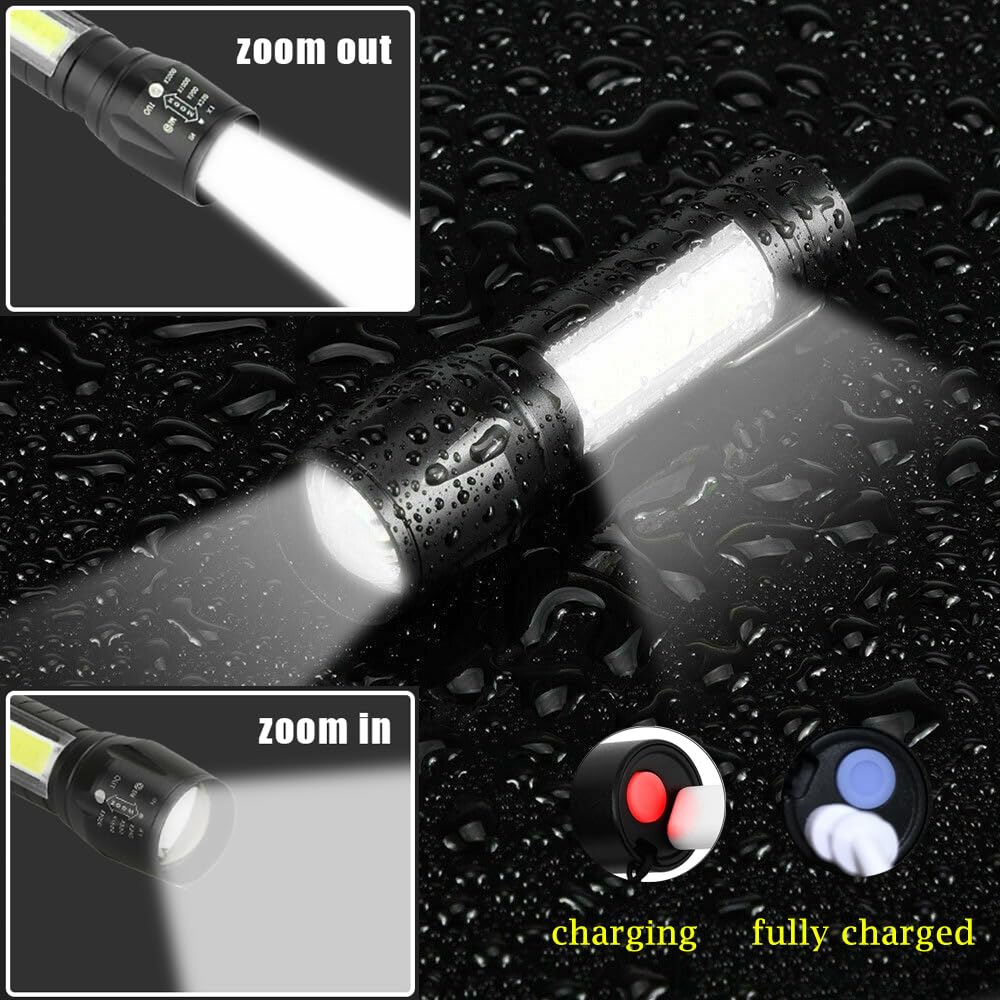 Wrrozz Led Flashlight Rechargeable Usb Mini Torch Light, Ultra Brightest Small Flash Light Handheld Pocket Compact Portable Tiny Lamp With Side Lantern, High Powered Utility Travel Flashlights 1 Pack