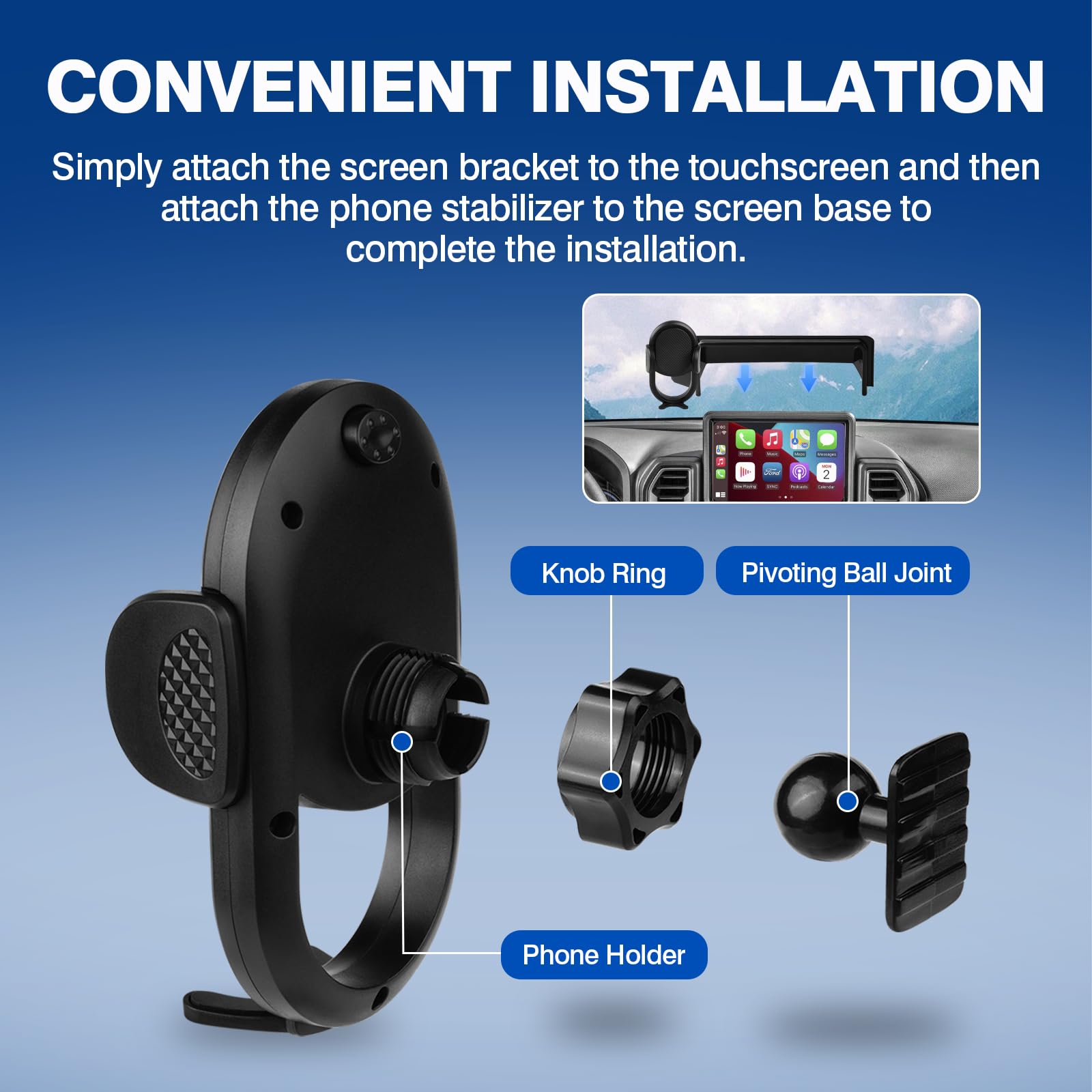 Autorder Car Phone Holder For     Ford Bronco Sport Accessories Phone Mount 8-Inch Screen Cell Phone Automobile Cradles Hands- 360 Degree Rotation