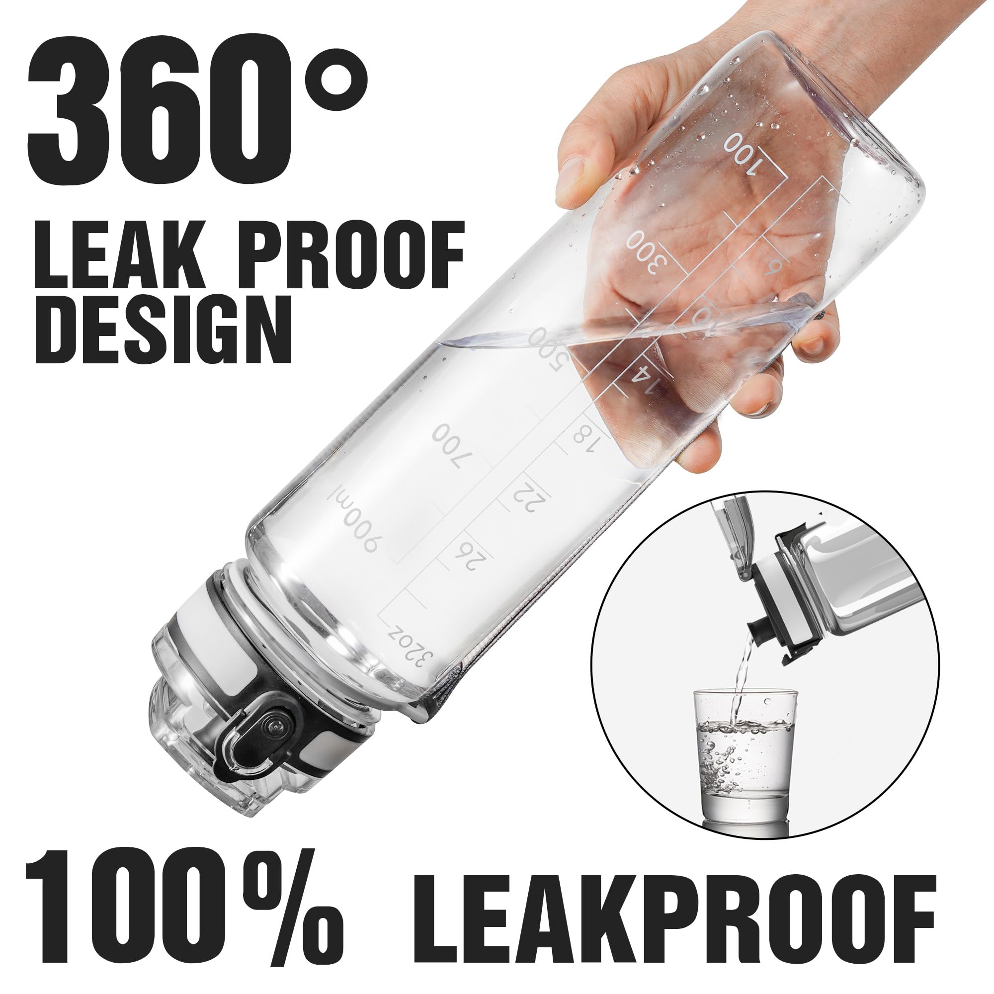 Oldley Water Bottle, 32Oz Motivational Sports Water Bottle With Time Marker - Times To Drink