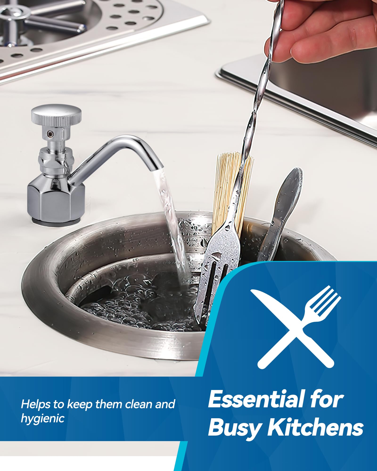 Iviga Dipper Well Faucet, Coffee Shop Bar Counter Sink Faucet, Brass Commercial Food Washing Tool For Washing Coffee Ice Cream Spoon Utensils Accessory Kitchen Equipment, With Quick Connector