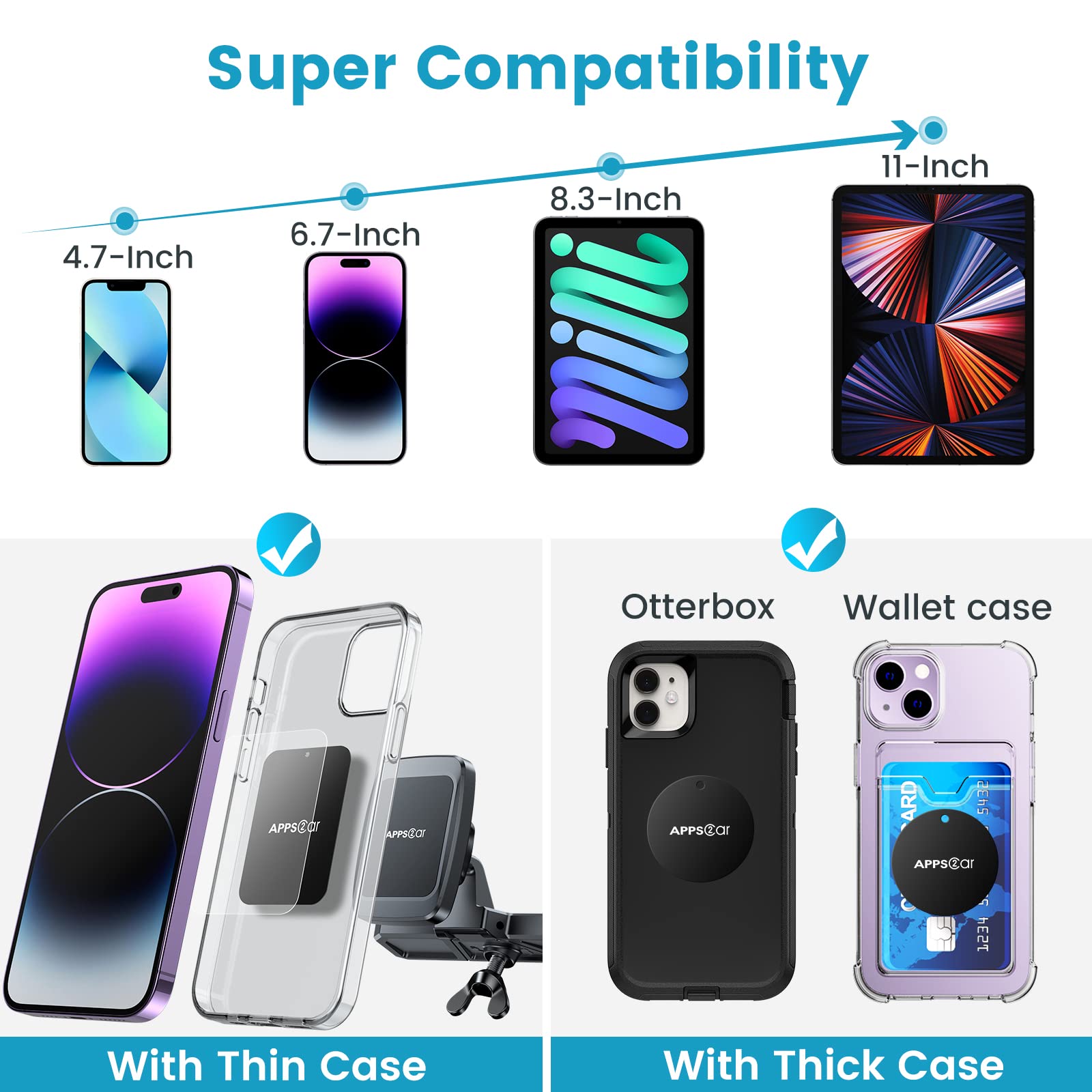 Apps2Car Magnetic Cd Phone Holder For Car, Anti Shake Magnet Cd Slot Phone Mount, Car Truck Accessories, Compatible With Iphone, Samsung & All Cellphones, For Smartphone Mobile
