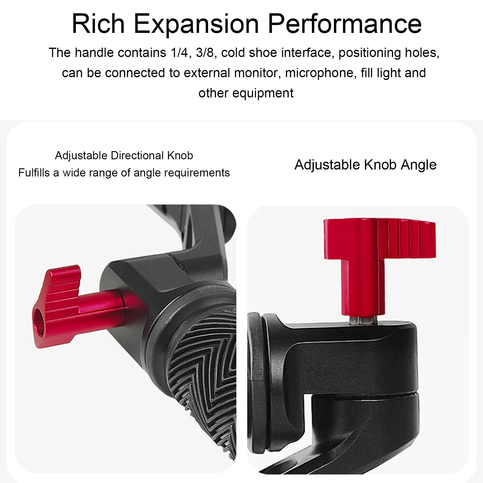 Akozon Camera Stabilizer Grip Aluminum Alloy Lightweight Video Action Handle Rs2 Rs3 Rsc2 Extension Accessory