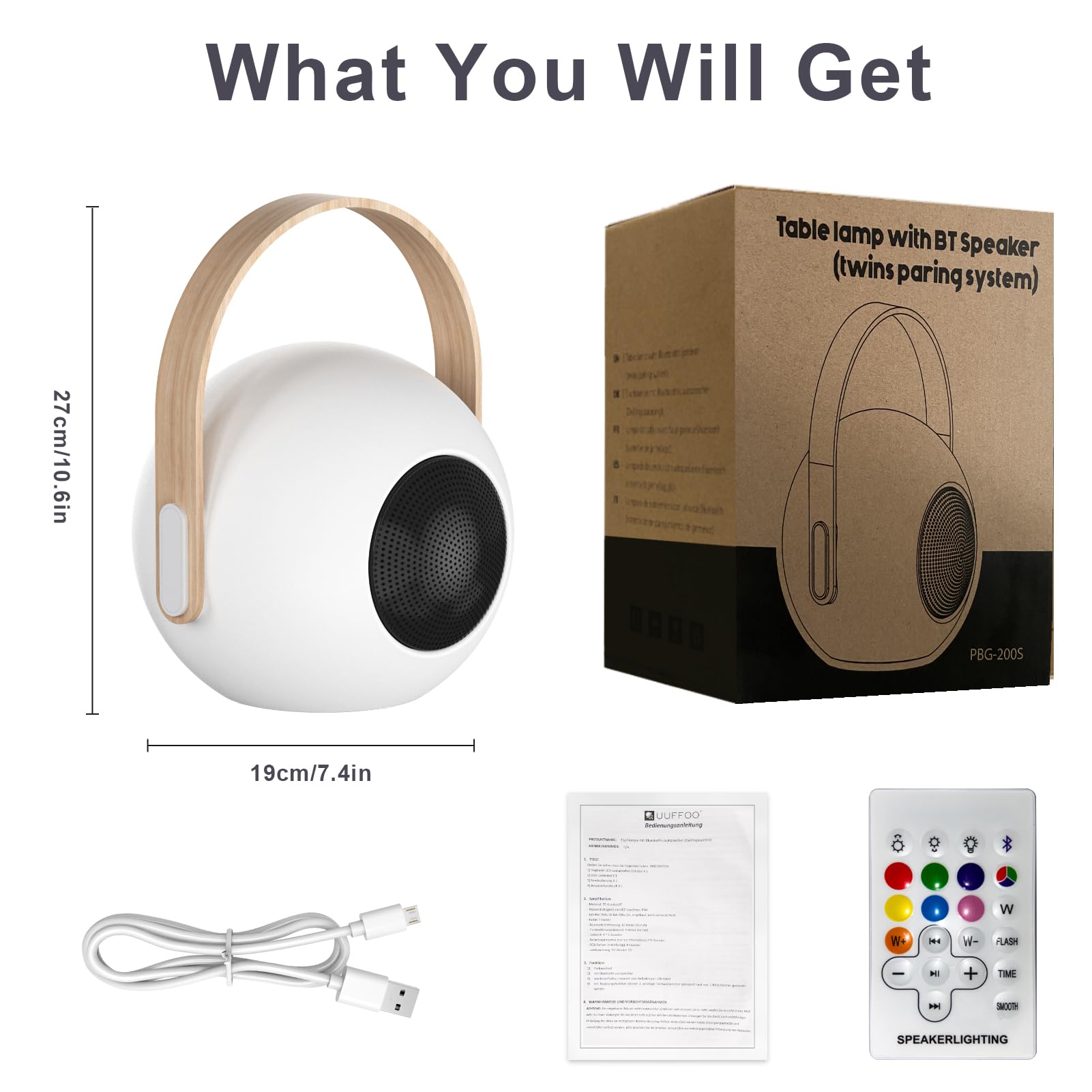 Uuffoo Table Lamp Shower Lamp With Speaker Patio Cordless Outdoor Speaker With Lights Rgb Ip44 Ideal For Patio Pool Party (White B)