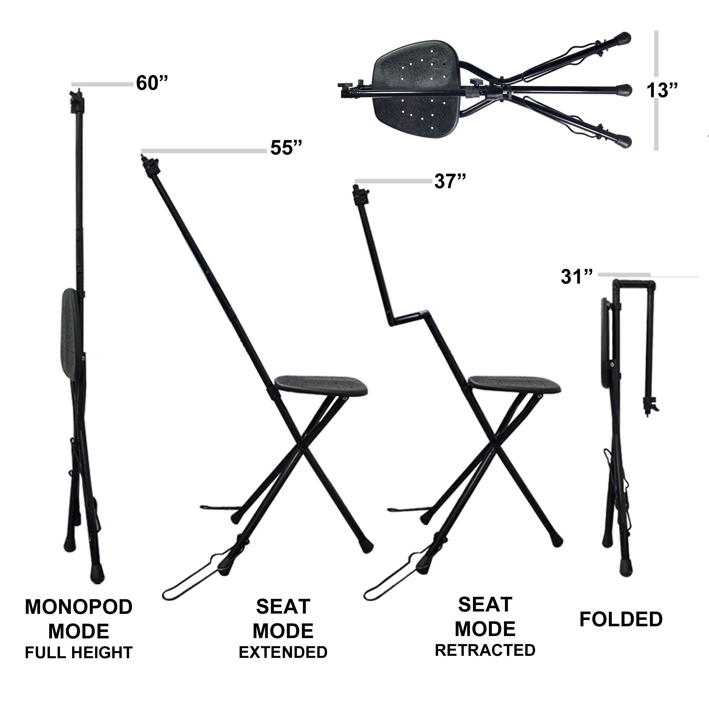 Vidpro Sp-12 Seatpod Portable Folding Camera Mount With Integrated Chair. Perfect For Nature Photography Bird Watching And Sporting Events. Compatible With Cameras Dslrs Spotting And Telescopes
