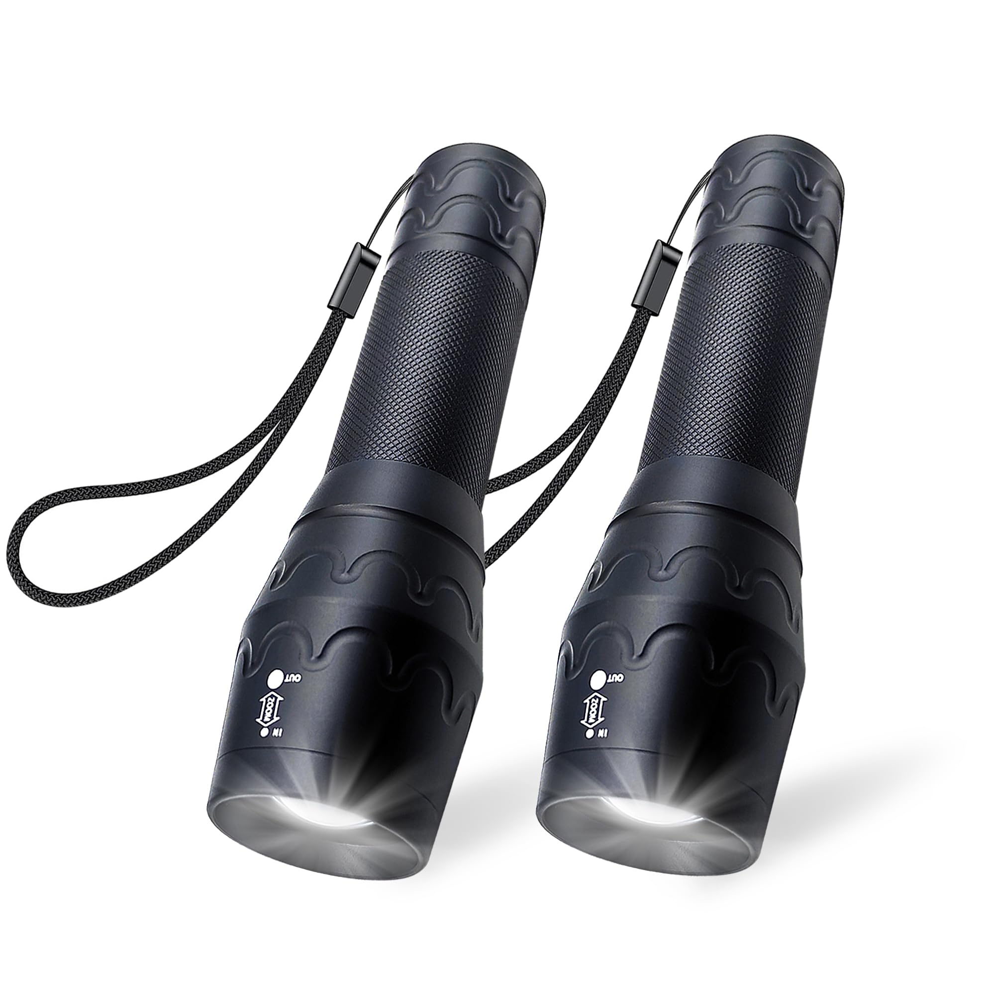 Zyunmall Single Mode Flashlight, High Lumen Led Flashlights With Zoomable Beam, Compact Handheld Flash Light For Camping, Outdoor, And Home Use, 2-Pack