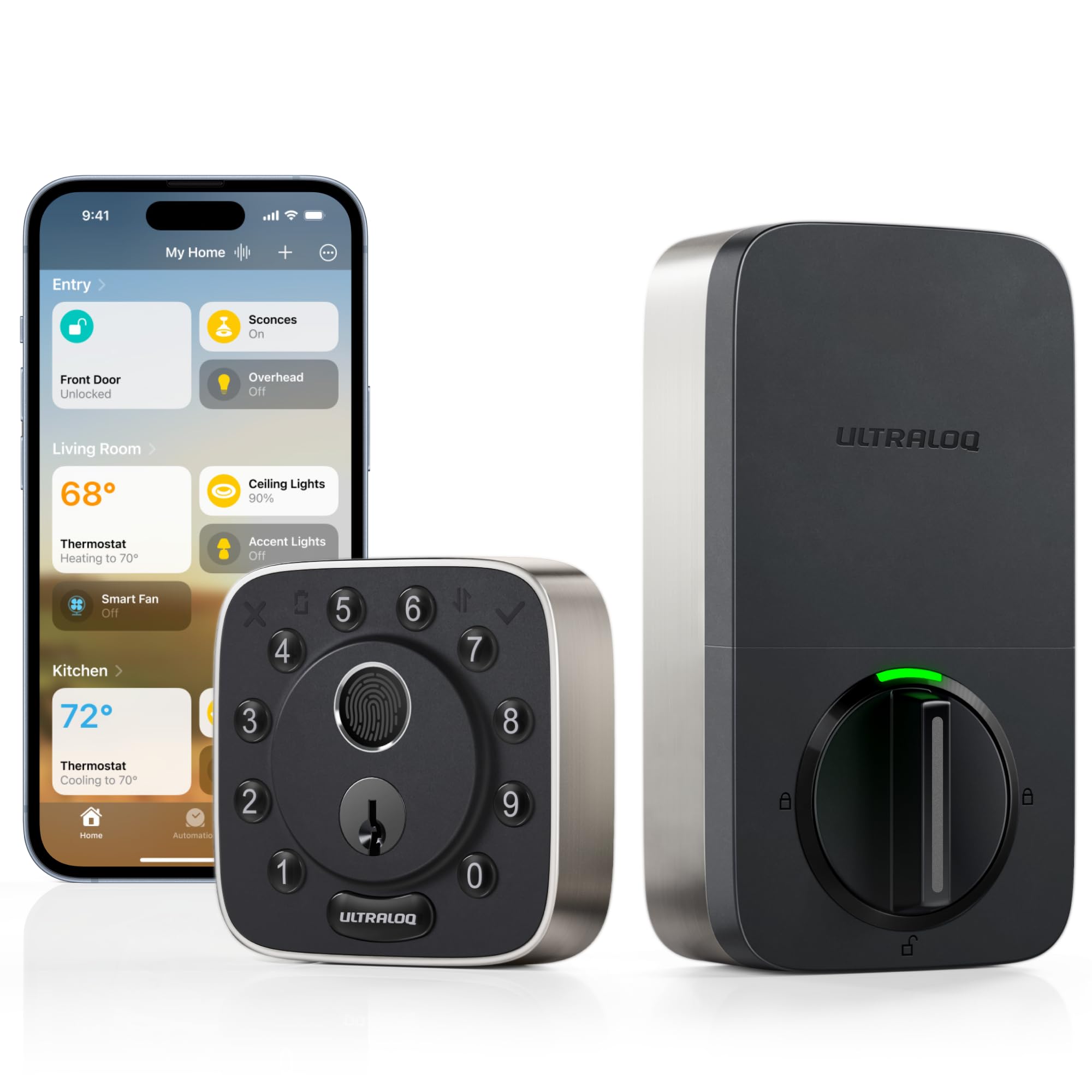 Ultraloq Bolt Fingerprint Smart Lock - Works With Apple Homekit - Built-In Wifi Keyless Entry Door Lock - Voice Control With Siri, Alexa, Google - Biometric Smart Door Lock - Smart Wifi Deadbolt