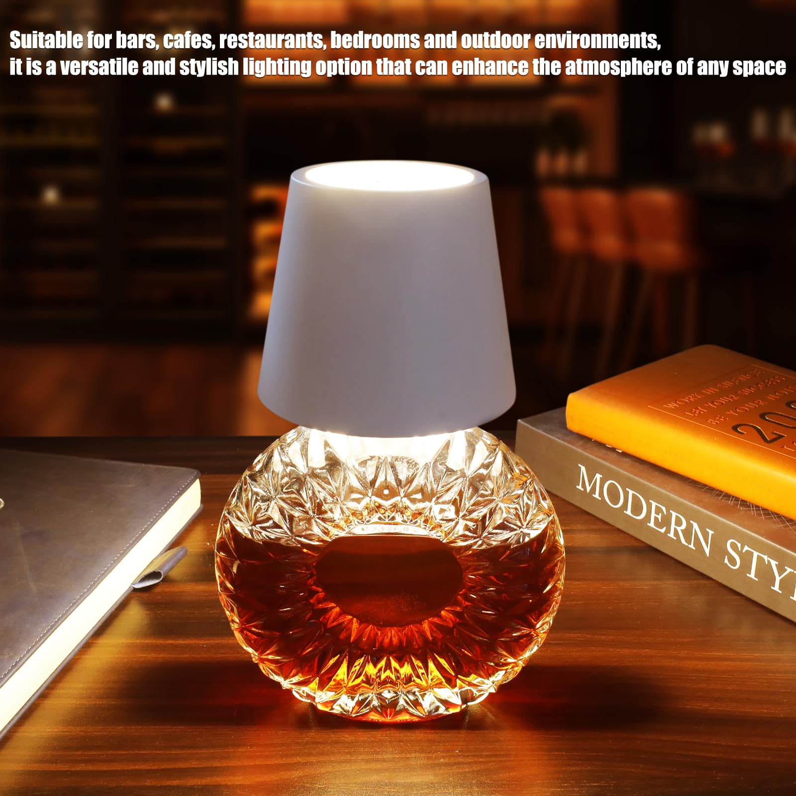 Tgxcf Wireless Bottle Lamp With Metal, Rgb Modes & 3 Color Stepless Dimming Wine Bottle Lamp Shade With 2500Mah Battery, Touch Led Rechargeable Dimmable Bottle Table Lamp, For Dining Room Bedroom Bar