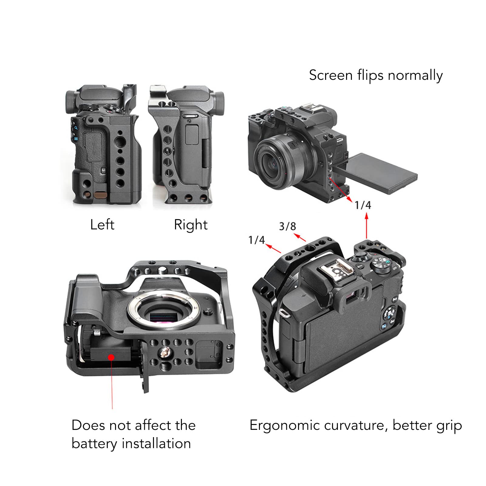 Yoidesu Camera Video Cage Film Movie Making Kit, Aluminum Alloy Camera Cage Rig, Filmmaking Stabilizer Rig Extension Frame With Cold Shoe For Arri Locating Hole For M50 M5 M50Ii Camera