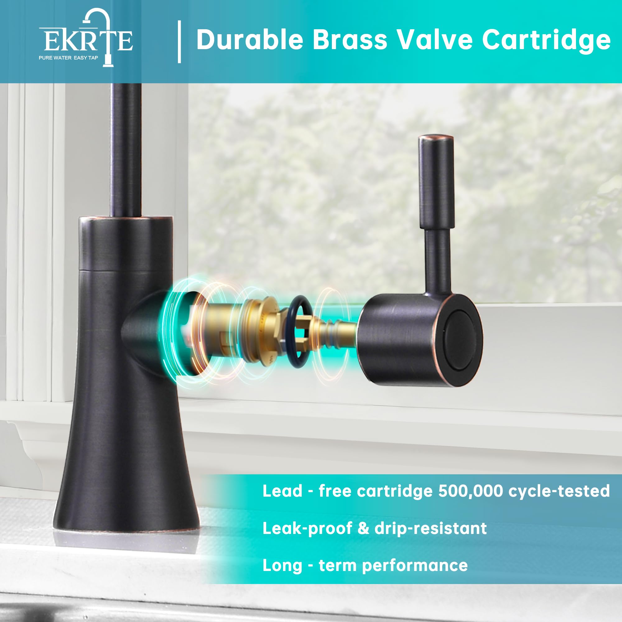 Ekrte Bronze Water Filter Faucet,Commercial Everse Osmosis Faucet For Under Sink, Brass Drinking Water Purifier Faucet, Oil Rubbed Bronze