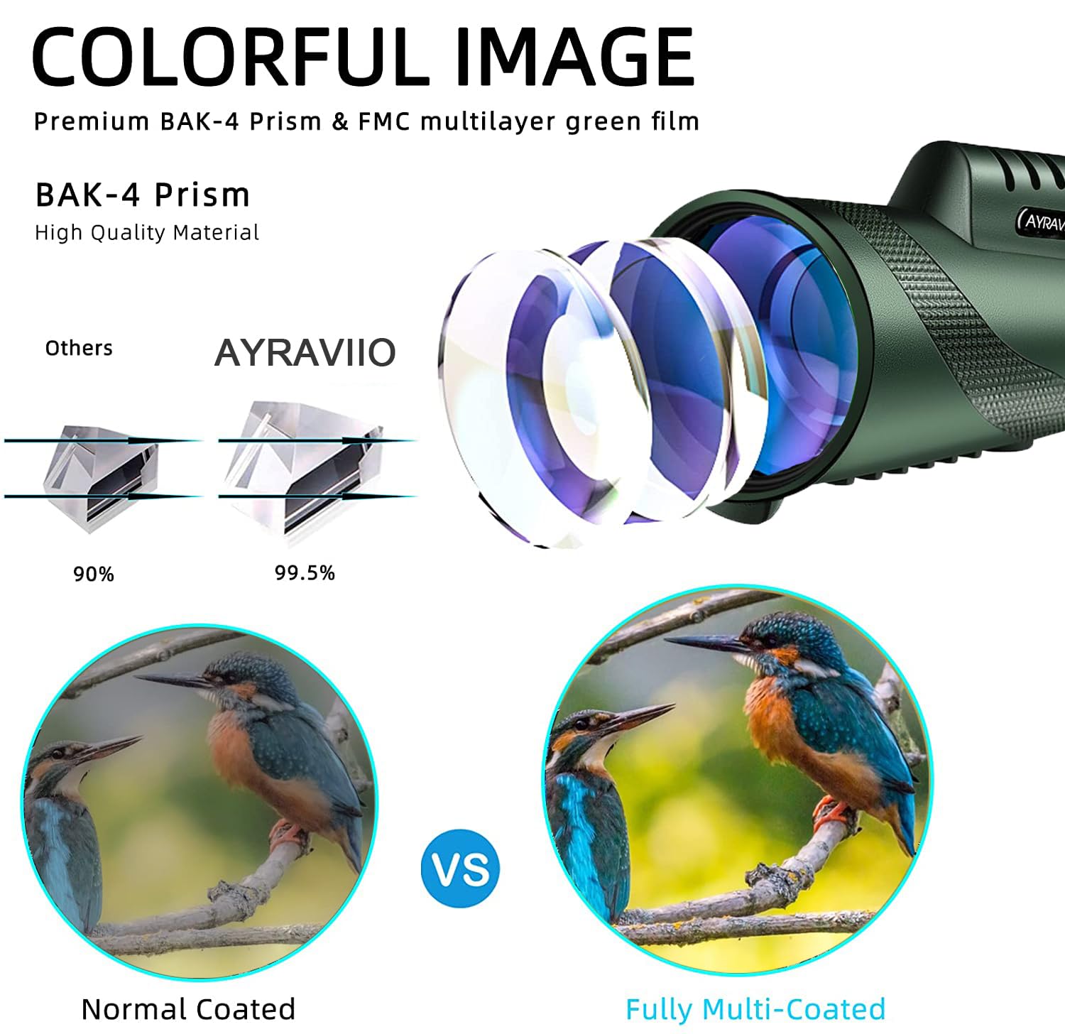 Ayraviio Birthday  For Men Dad Him Husband Teen, 10X42 Monocular Telescope For Adults, High Powered Fmc & Bak4 Scope, Compact Monocular, For Fathers Day, Outdoors Survival Hiking Gear For Adventure