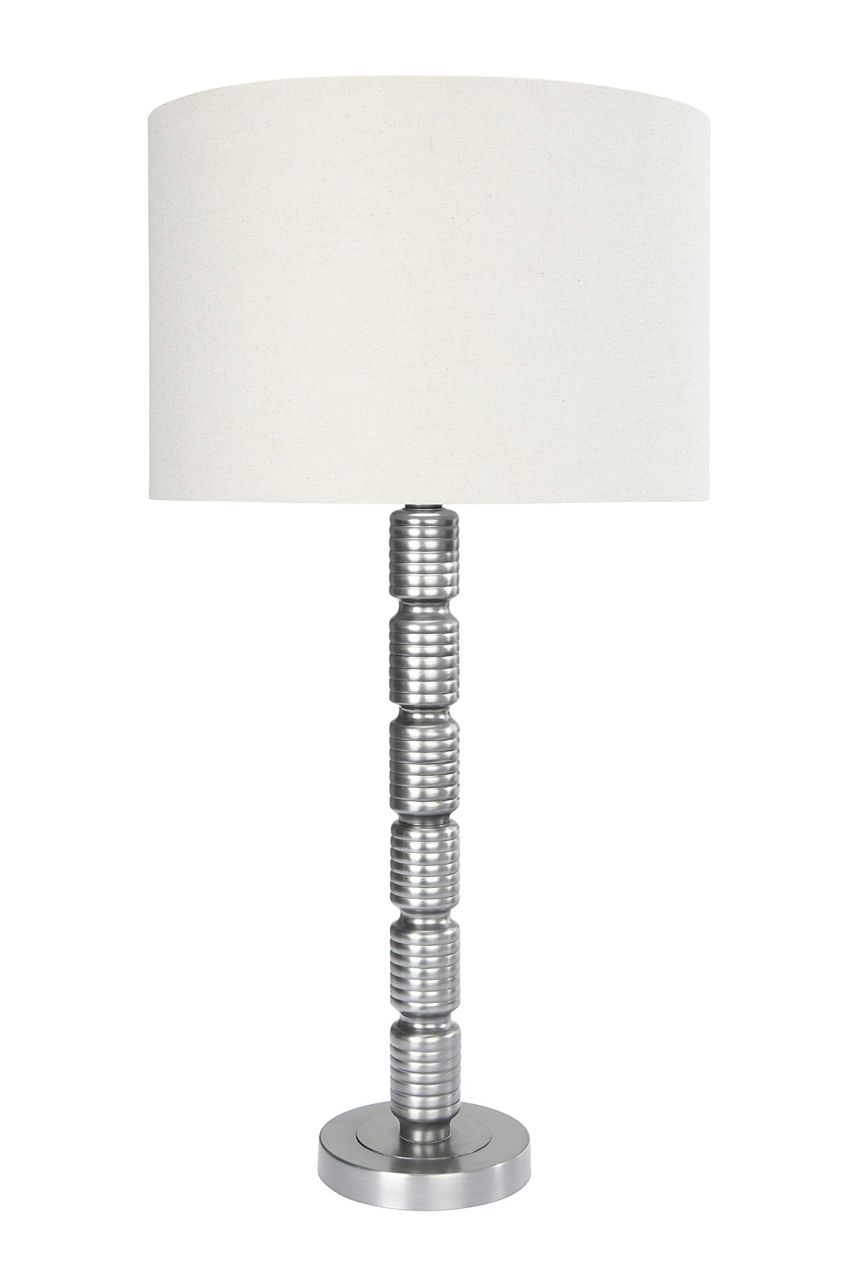 Creative Co-Op Faceted Metal Stacked Column Design Table Lamp, 28.75 Inch, Aged Pewter