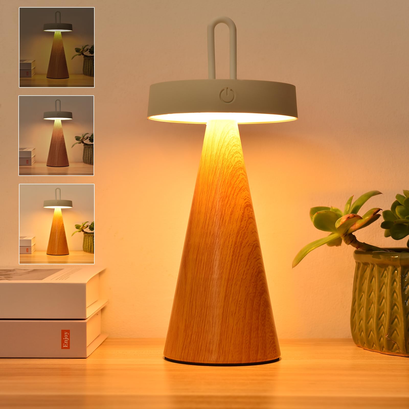 Rislg Camping Lantern Portable Led Table Lantern,Rechargeable, Touch Dimmable Modern Conical Lamp, Ip44, Eco-Friendly White