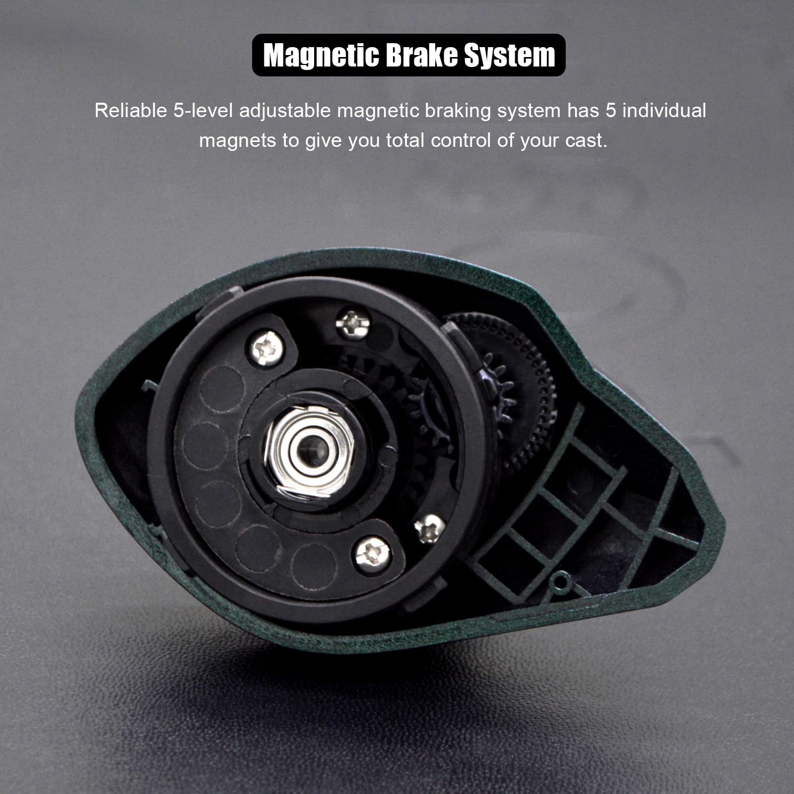 Camekoon Chameleon 200 Baitcasting Fishing Reel, Only 6.5 Ounces. Carbon Fiber Frame & Side Covers, 9+1 Stainless Steel Ball Bearings, Magnetic Brakes, Dual Cork Handles, Low Profile Baitcaster