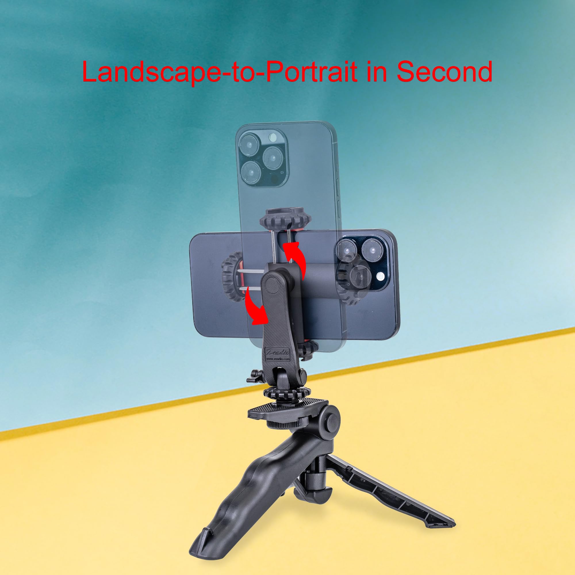 Zeadio Mini Smartphone Tripod Grip, Desktop Tabletop Stabilizer Tripod With Phone Holder For All Smartphones