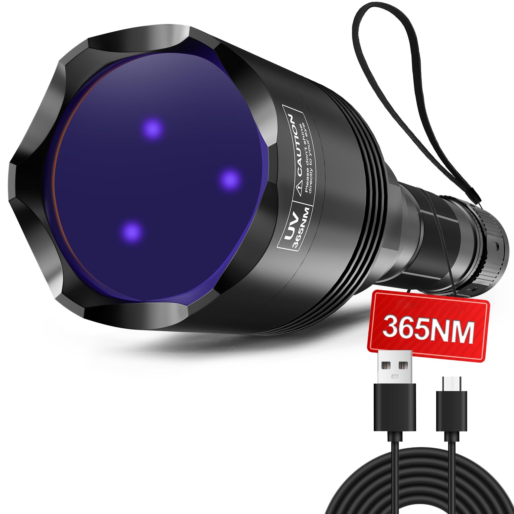 Vansky 365Nm Black Light Flashlight: Professional Blacklight Rechargeable Uv Flashlights With 3 Leds - Rock Hunting - Scorpion Hunting & Pet Urine Detector
