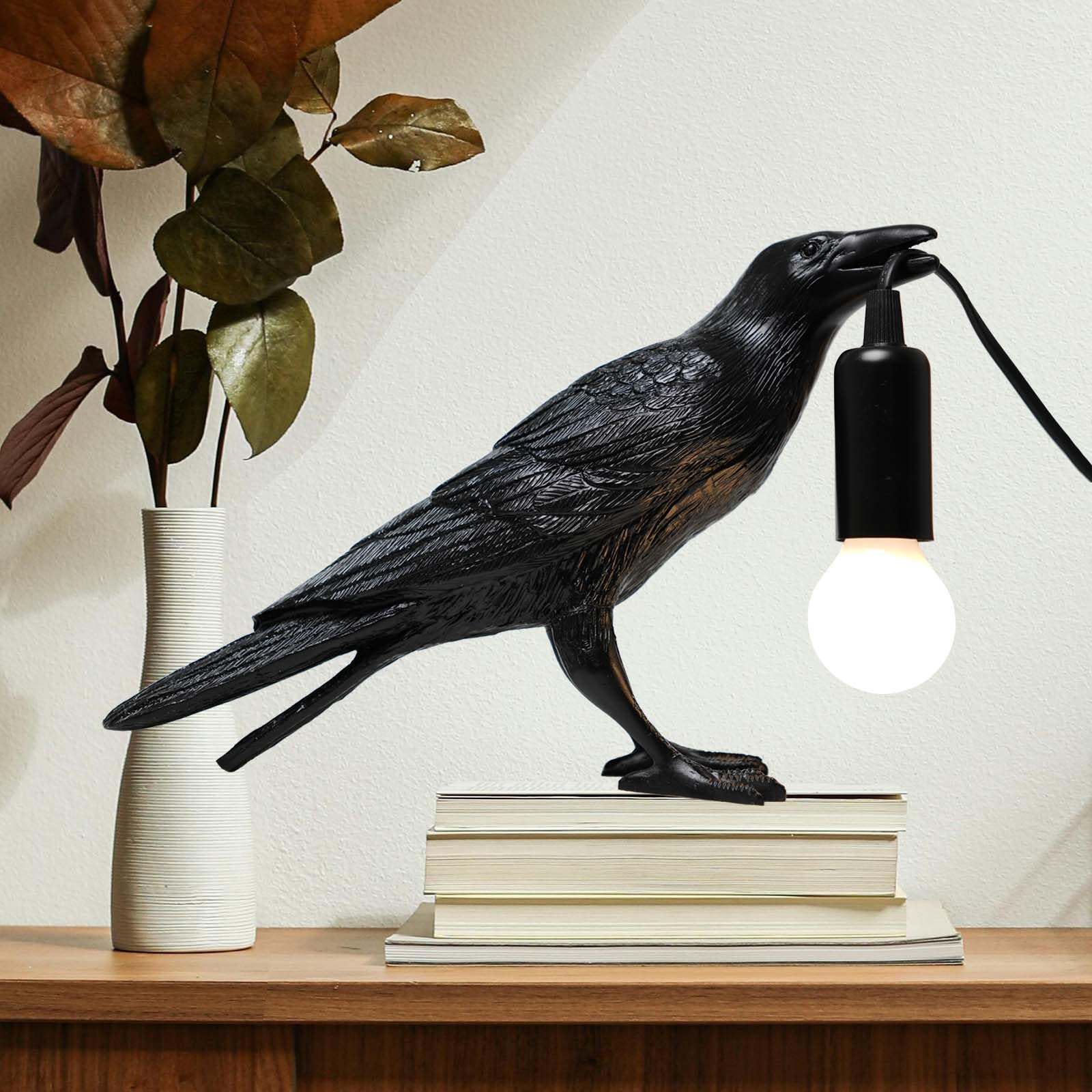Kenjiey Raven Lamp - Adjustable Brightness With Bulb, Gothic Home Decor For Bedside, Bedroom, Living Room, Halloween Table Decor Light