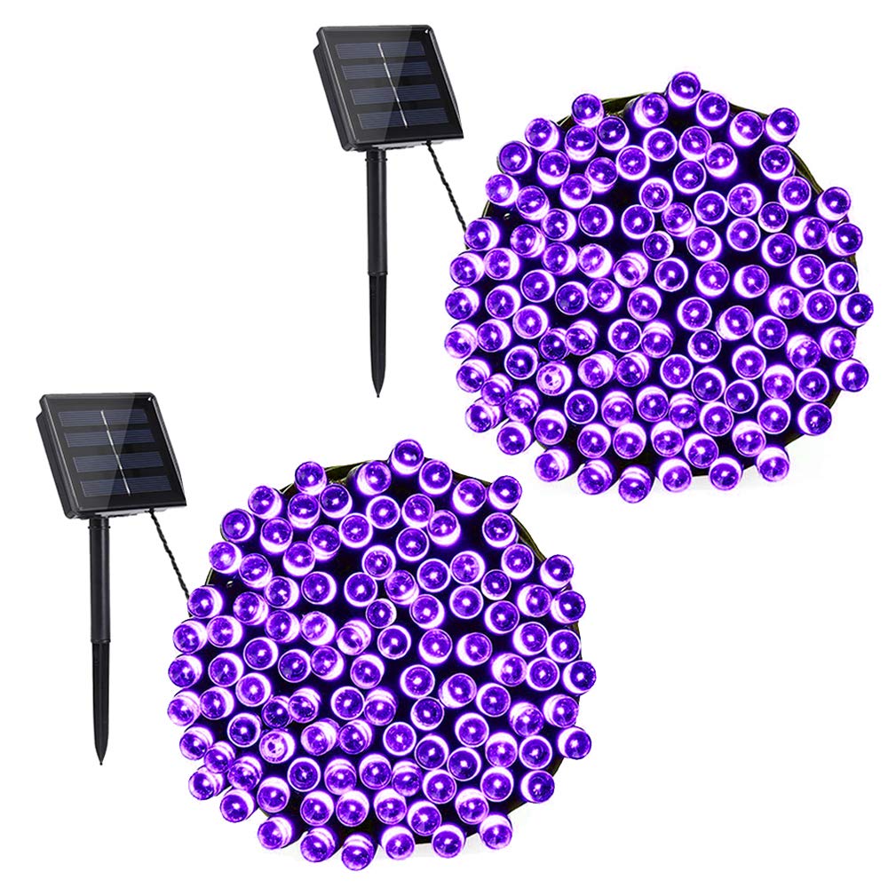 Toodour Solar Christmas Lights, 2 Packs Total 144Ft 400 Led 8 Modes Solar String Lights, Waterproof Solar Outdoor Christmas Lights For Garden, Patio, Fence, Balcony, Christmas Tree Decor - Purple