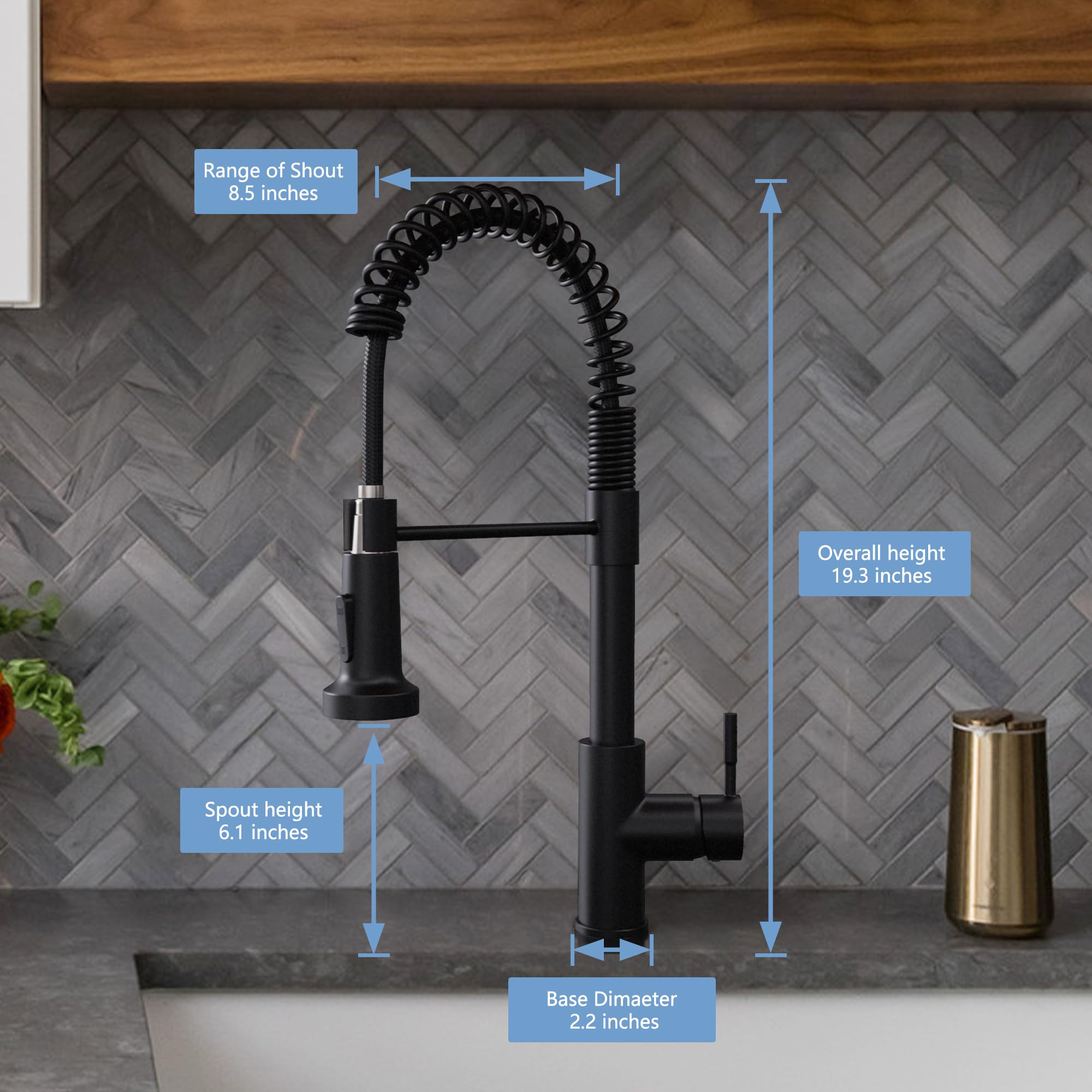 Gimili Black Kitchen Faucet With Pull Down Sprayer Single Hole Spring Kitchen Sink Faucet, Suitable For Farmhouses, Rv, Laundry Room, Outdoor, And Campers. Llave Para Fregadero De Cocina