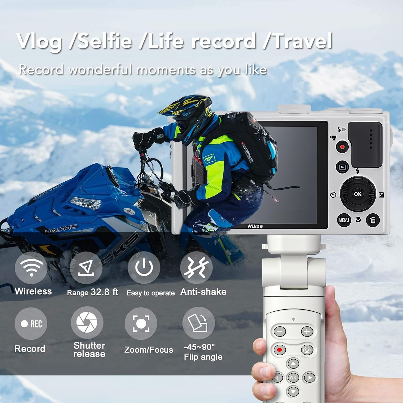 Aodelan Remote Control Wireless Shooting Grip Tripod Grip For Nikon Z50, P1000, B600, A1000, P950 (Withe)