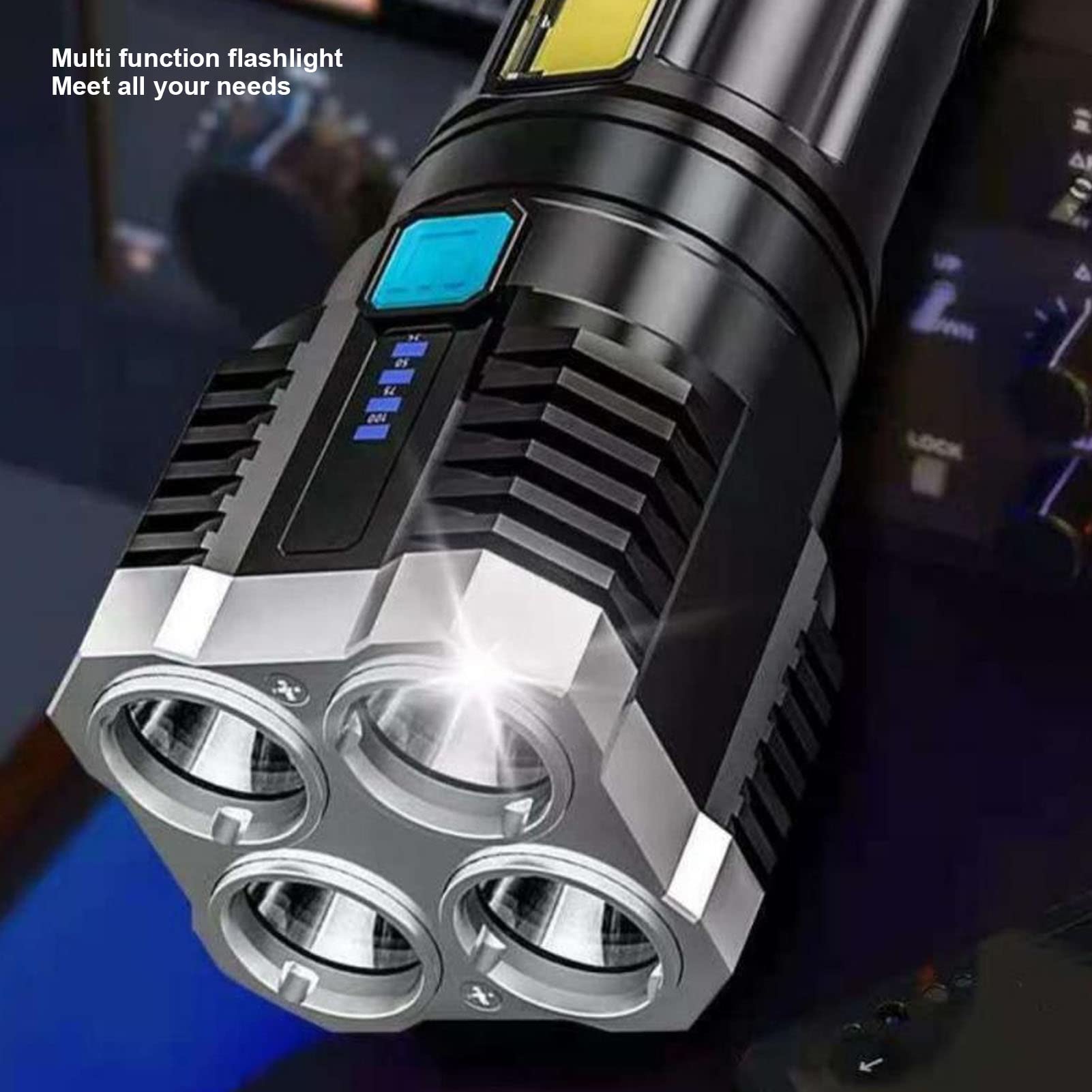 Pilipane Rechargeable Handheld Flashlight , Led Flashlights , High Lumino Fluxs Led Handheld Flashlight For Camping Biking Hiking Outdoor Home Emergency , Quad Core Bright