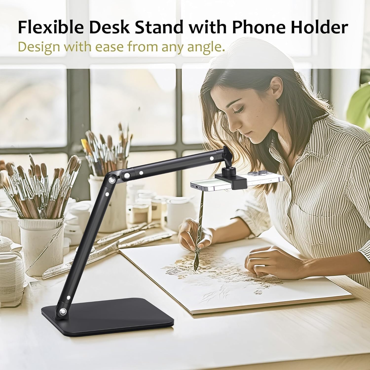 Advenza Webcam Camera Stand, Phone Mount, Sturdy Desk Mount For Webcam C922 C930E C920S C920 C615 C960 C920X Brio 4K, Phone Mount, Right Light With 1/4" Thread