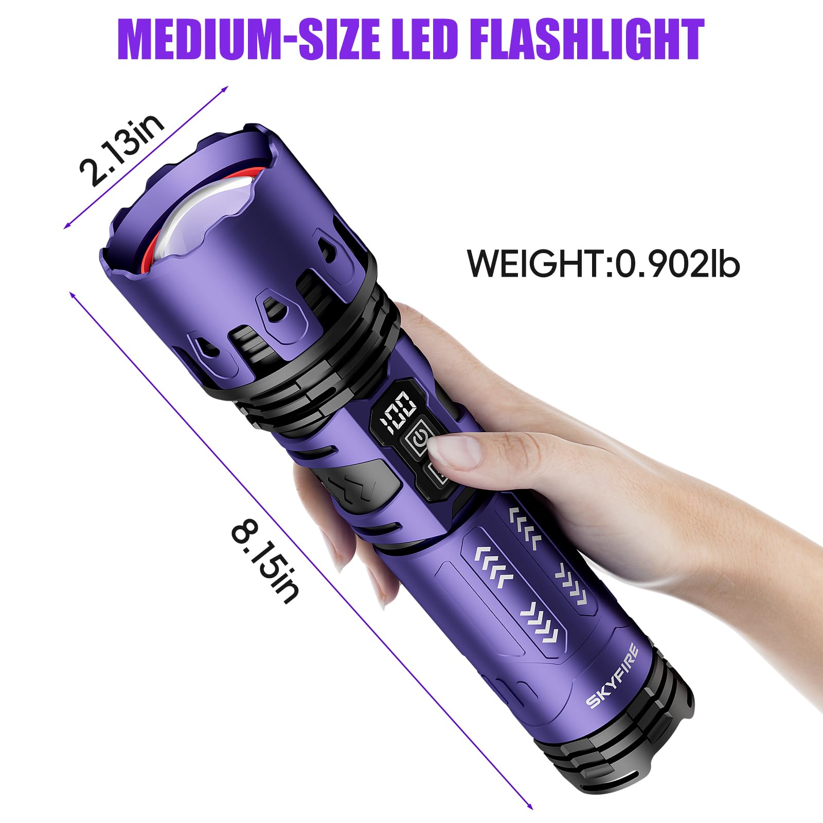 Skyfire Flashlights High Lumens,1500,000Lm Rechargeable Flashlights,Led Flashlight With Camping Lights,Outdoor Super Bright Flashlight Handheld Flashlights For Emergency,Camping,Searching,Home,Purple