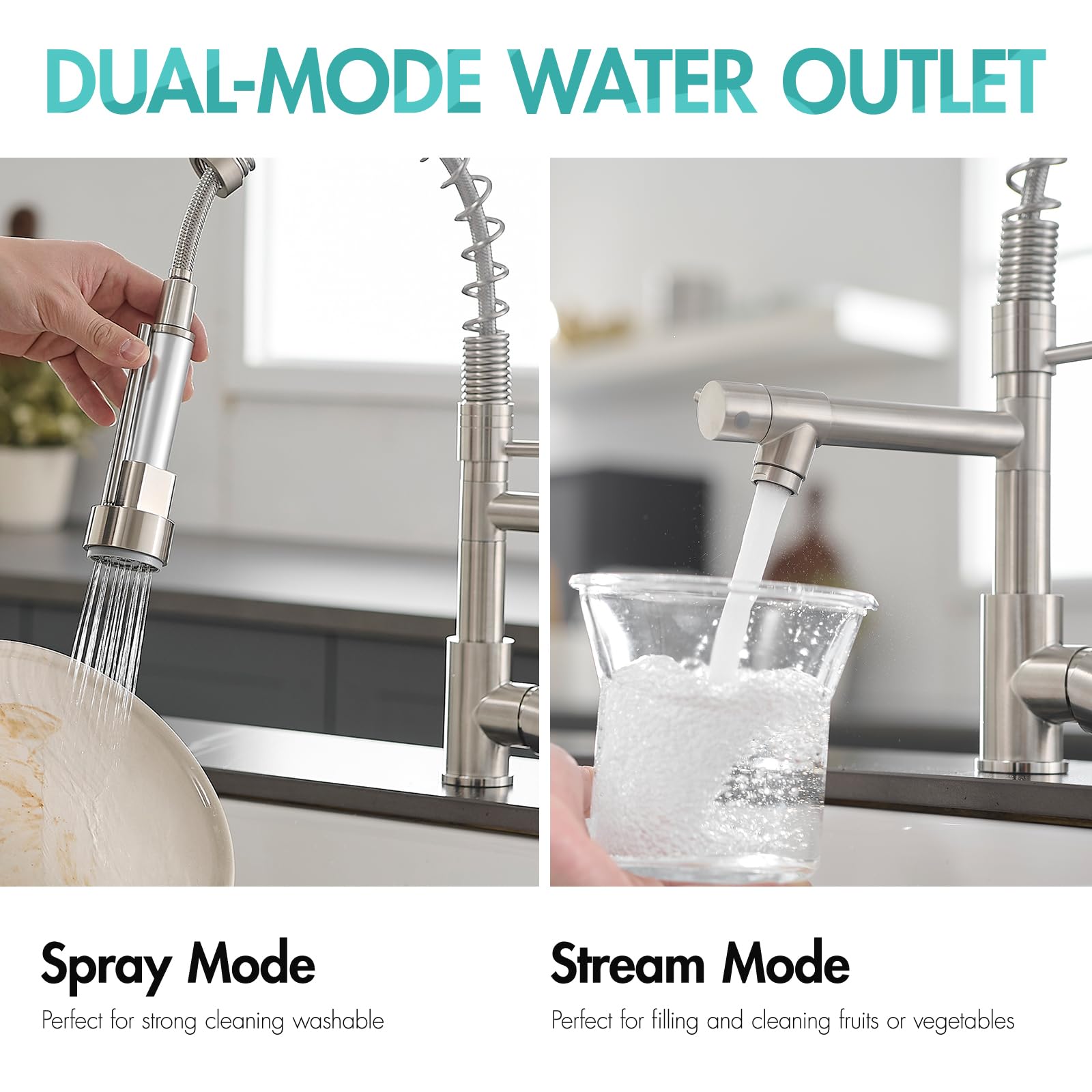 Aimadi Contemporary Kitchen Sink Faucet,Single Handle Stainless Steel Kitchen Faucets With Pull Down Sprayer,Brushed Nickel