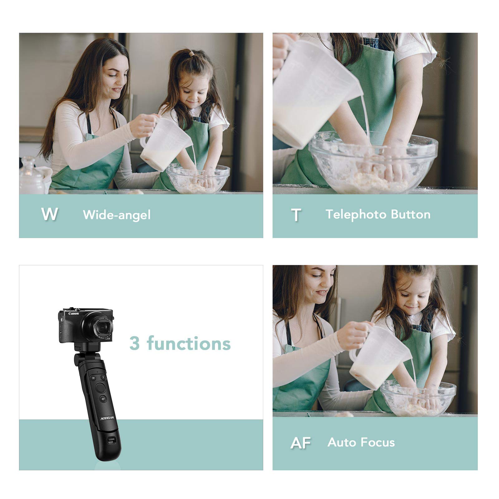 Aodelan Wireless Shooting Grip And Tripod Camera Remote Control For Canon Eos Rebel Sl2, Sl3, 77D, R5, R6, T7I, M50, Eos Rp, R, Powershot Sx70 Hs, G7 X Mark Iii, G5 X, M6 Mark Ii