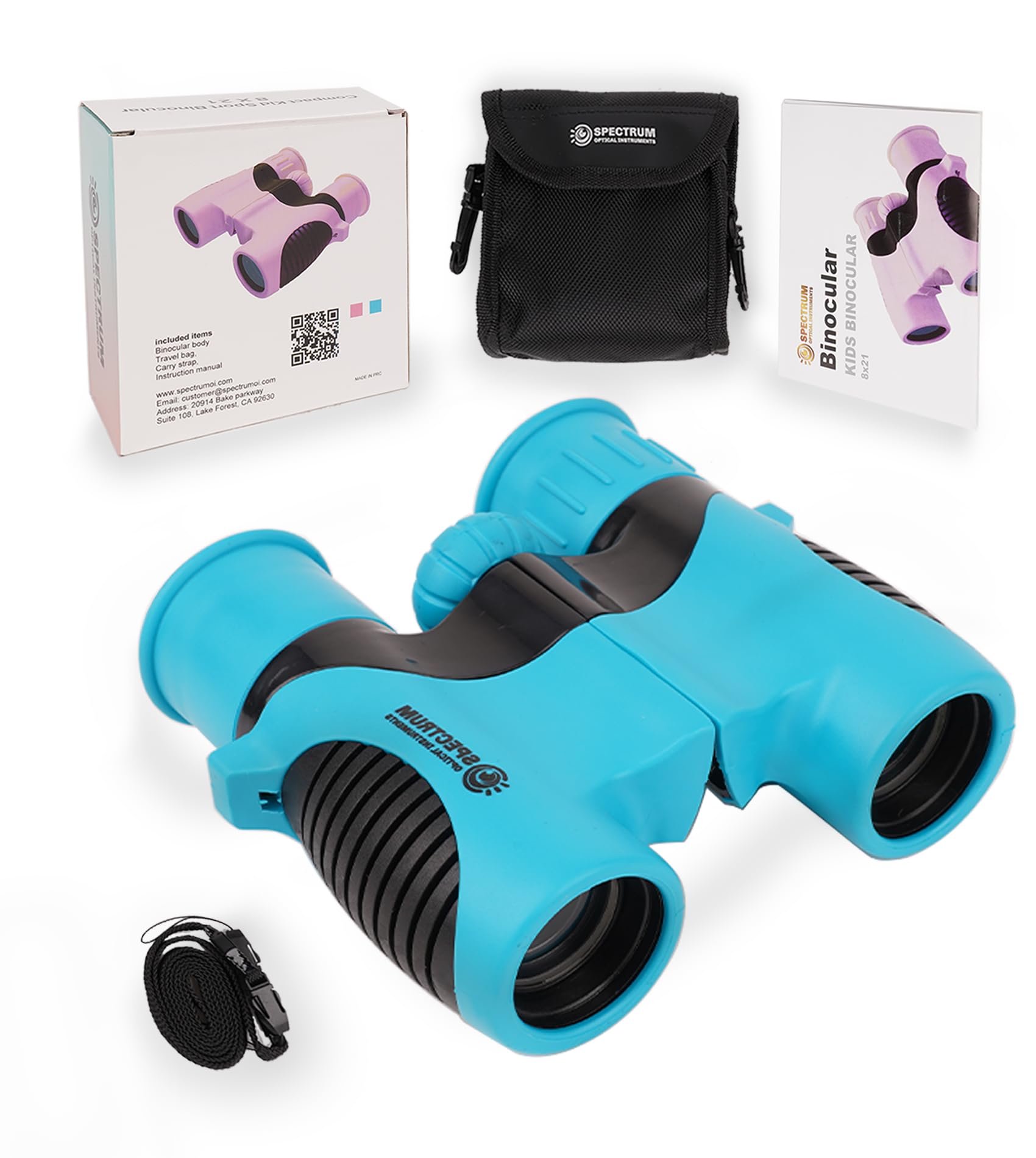 Spectrum Optical Instruments Spectrumoi Binocular For Kids,8X21 Kid Binoculars, Binoculars For Kids 8-12, Toy Binoculars For Kids 5-7, Blue Binocular