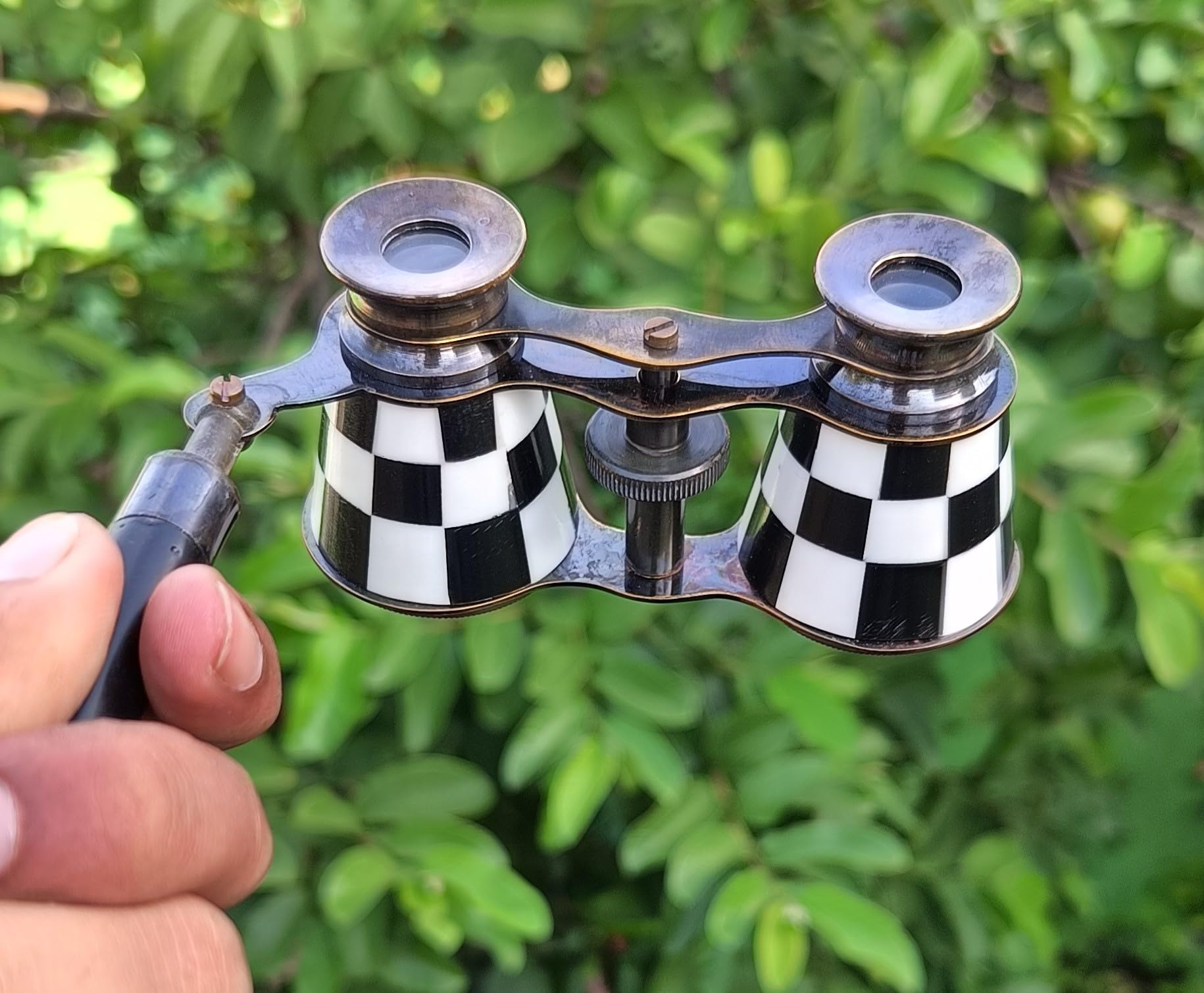 Sifaat World 2.5 Inches Opera Glasses Binocular For Adults- Captain'S Mother Of Pearl Solid Brass Opera Binoculars With Handle -Pocket Size Handel Binoculars For Kids, Bird Watching, Hunting