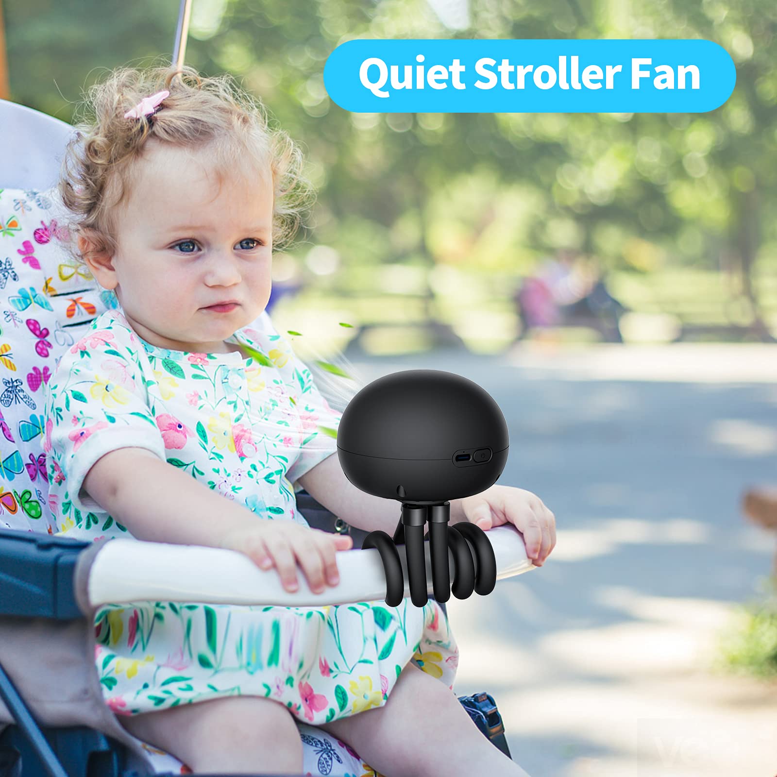 Smartdevil Portable Clip On Stroller Fan, 3000Mah For Baby, 3 Speed Battery Operated Personal Desk