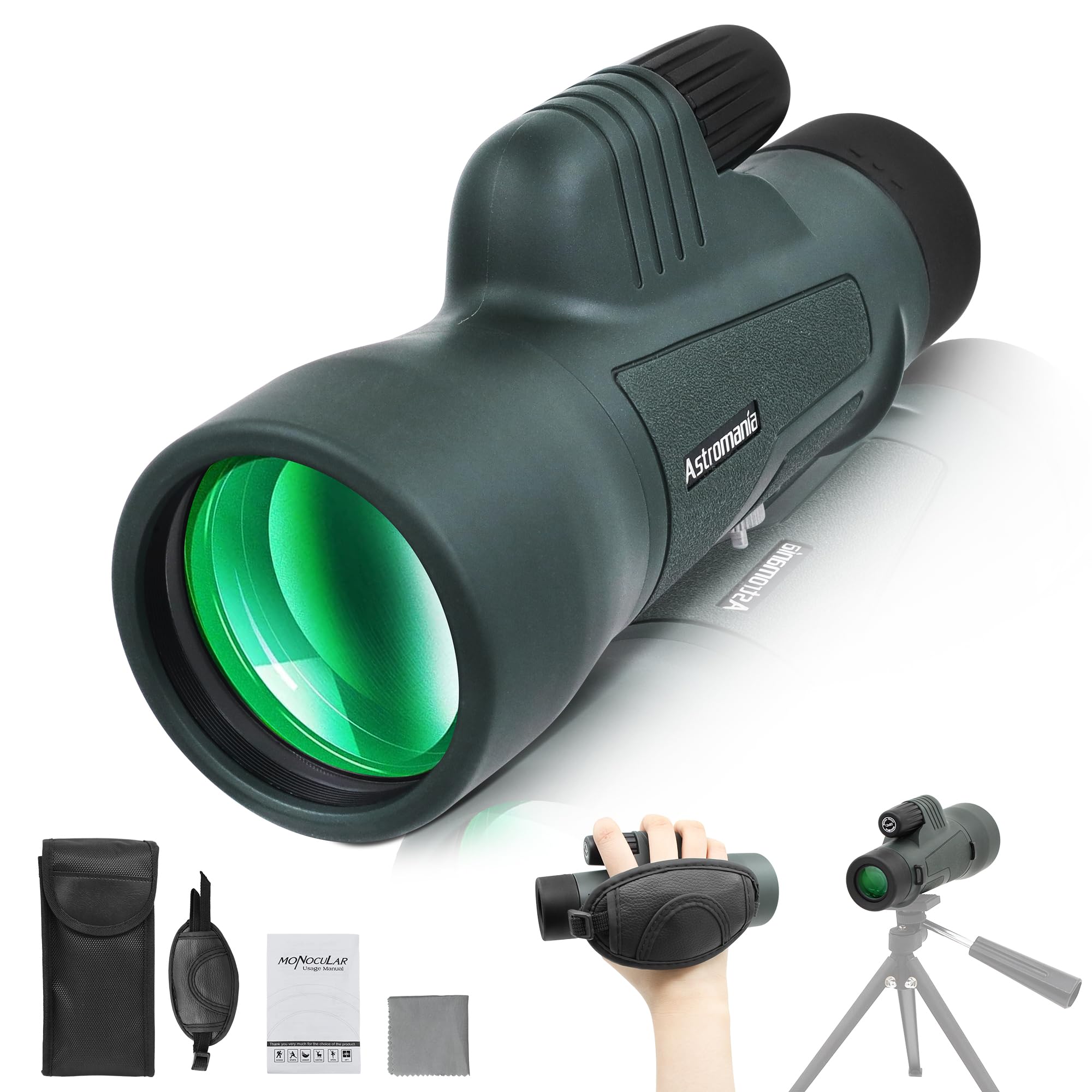 Astromania Monocular Telescope 12X50 Hd K9 Prism - High Power & Compact, Waterproof, Fogproof, Shockproof For Birdwatching, Camping, Wildlife - Multi-Coated Optics, Rubber Armor & Non-Slip Grip
