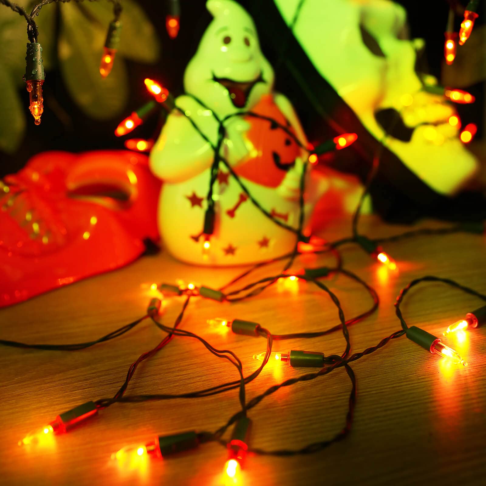 Semilits Halloween Decoration String Lights 100Led Orange Solar String Lights For Garden Home