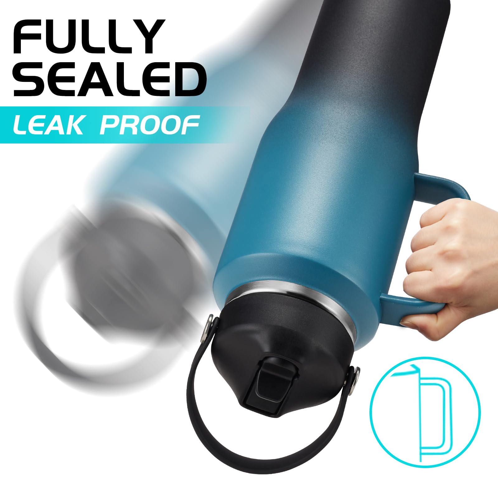 32/40 Oz Water Bottle With Handle, Stainless Steel Insulated Tumbler With Straw & Carrying Case