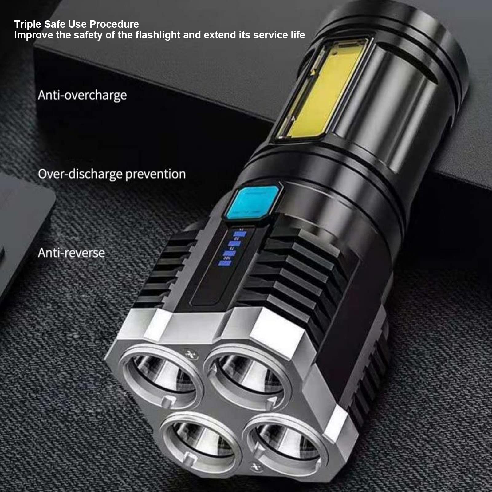 Pilipane Rechargeable Handheld Flashlight , Led Flashlights , High Lumino Fluxs Led Handheld Flashlight For Camping Biking Hiking Outdoor Home Emergency , Quad Core Bright