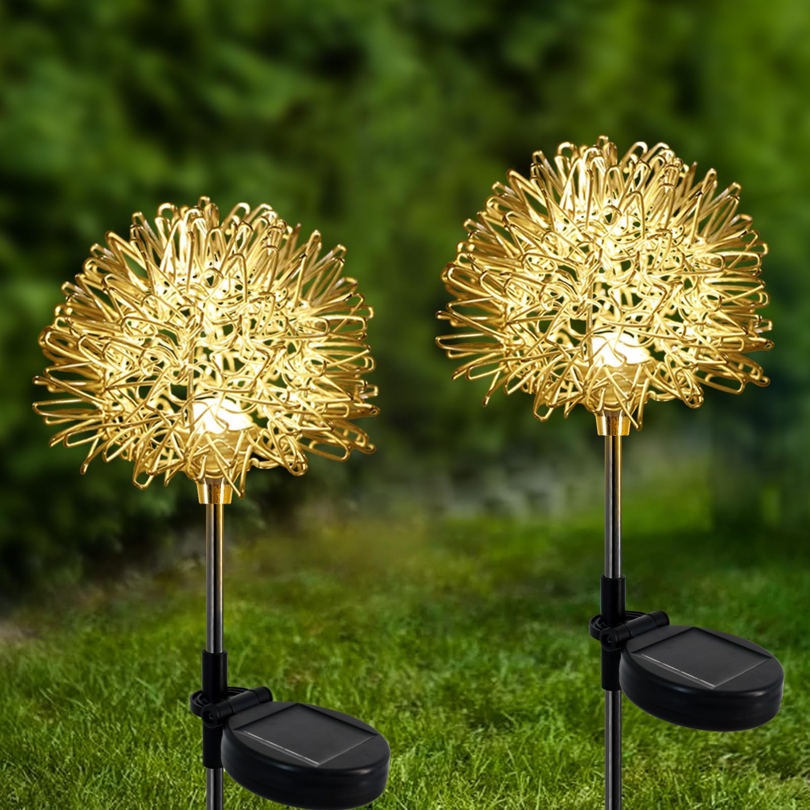 Yshengmian 2 Pack Sunflower Garden Lights + 2 Pack Aluminum Ball Garden Lights