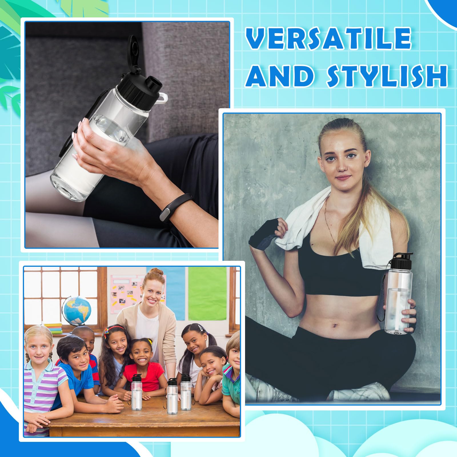 Mifoci 20 Pieces Water Bottle Bulk 17 Oz Plastic Water Bottles Bulk Gym Sports Adults Reusable