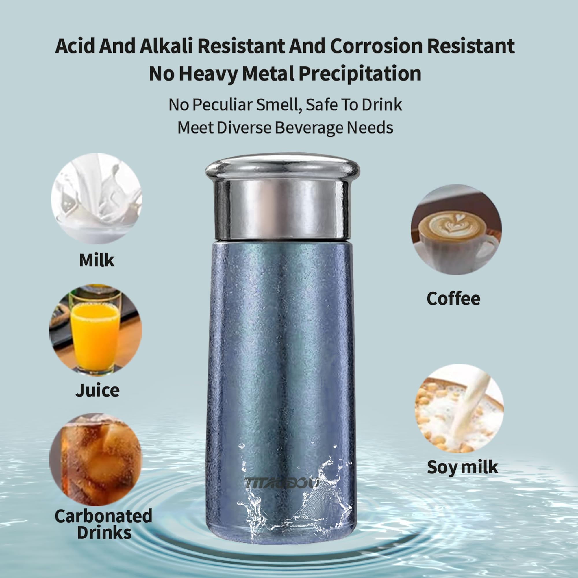 Titanium Vacuum Insulated, Double Wall Ultralight Travel Tumbler For Cold & Hot, Sports