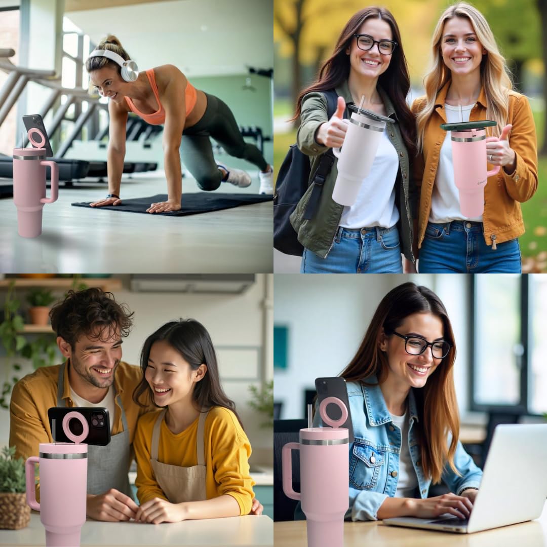 Water Bottle Phone Holder Compatible With Magsafe Insulated Cup With Handle And Straw