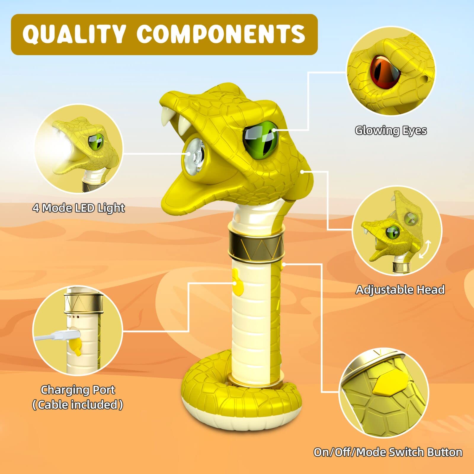 Cosoos Rechargeable Flashlight For Kids, Hiss & Music Mode, Kids Flashlight Toys, Outdoor Camping Gear Accessories, Christmas Stocking Stuffer For Kids 3 4 5 6 7 8 9 Years Boys Girls