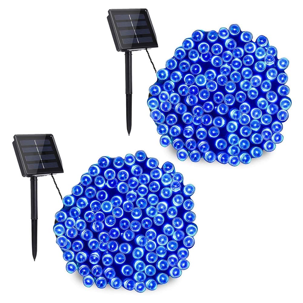 Toodour Solar Christmas Lights, 2 Packs Total 144Ft 400 Led 8 Modes Solar String Lights, Waterproof Solar Outdoor Christmas Lights For Garden, Patio, Fence, Balcony, Christmas Tree Decor - Blue