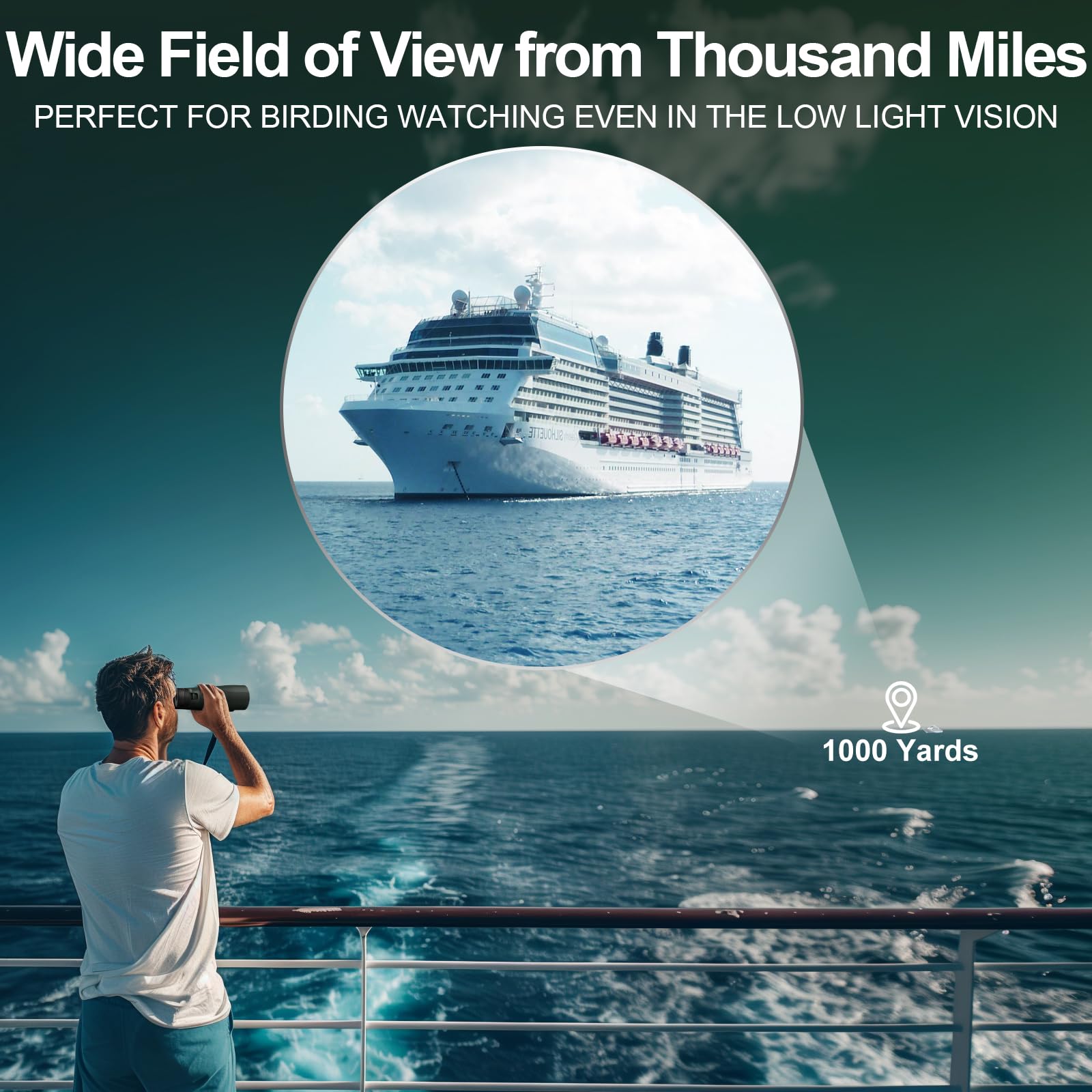 Aurosports 15X56 Binoculars For Adults High Powered - Hd Large View Binoculars With Clear Low Light Vision - Lightweight Easy Focus Bird Watching Hunting Hiking Cruise Travel - Green