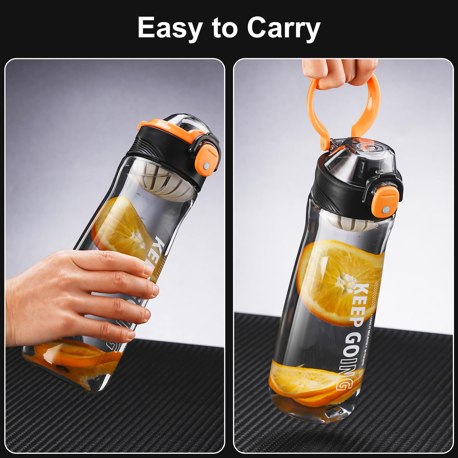 27Oz Reusable Plastic Water Bottle, Clear With Measurements, Sports Bottle For Running, Gym, Hiking