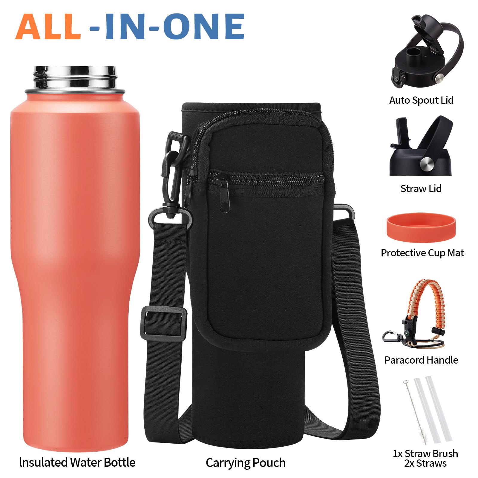 32 Oz Stainless Steel Water Bottle - Keep Cold-48 Hrs, Hot-24 Hrs, Leak Proof Vacuum