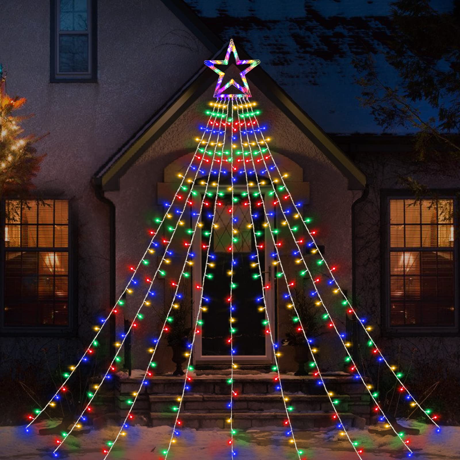 Xunxmas Christmas String Lights Outdoor Decoration 317 Led Star Fairy String Lights 8 Modes & Waterproof For Party Wedding Patio Yard Year Holiday Indoor Outdoor - Multicolor